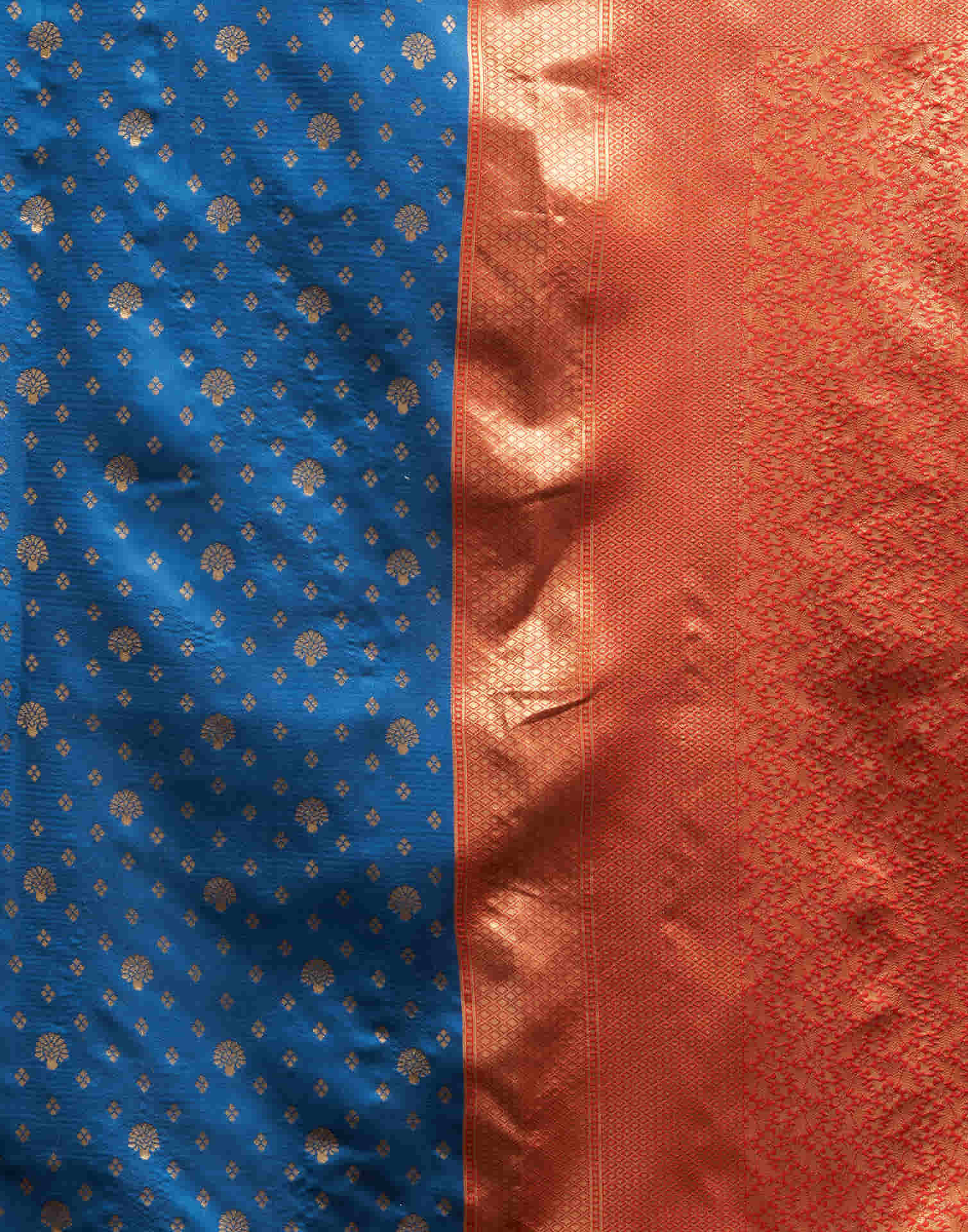 Rama Blue Silk Woven Banarasi Saree - Image 8