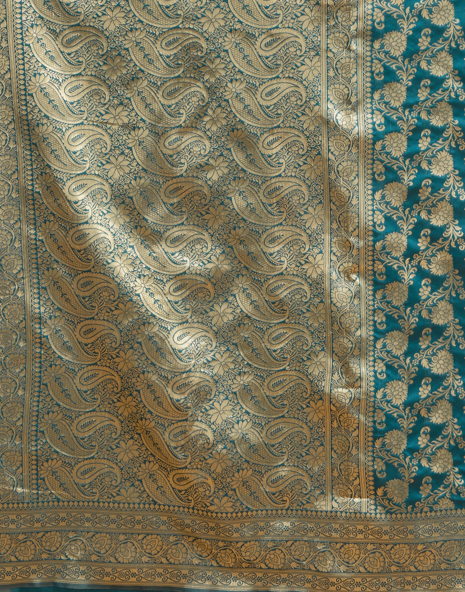 Rama Blue Woven Banarasi Silk Saree - Image 10