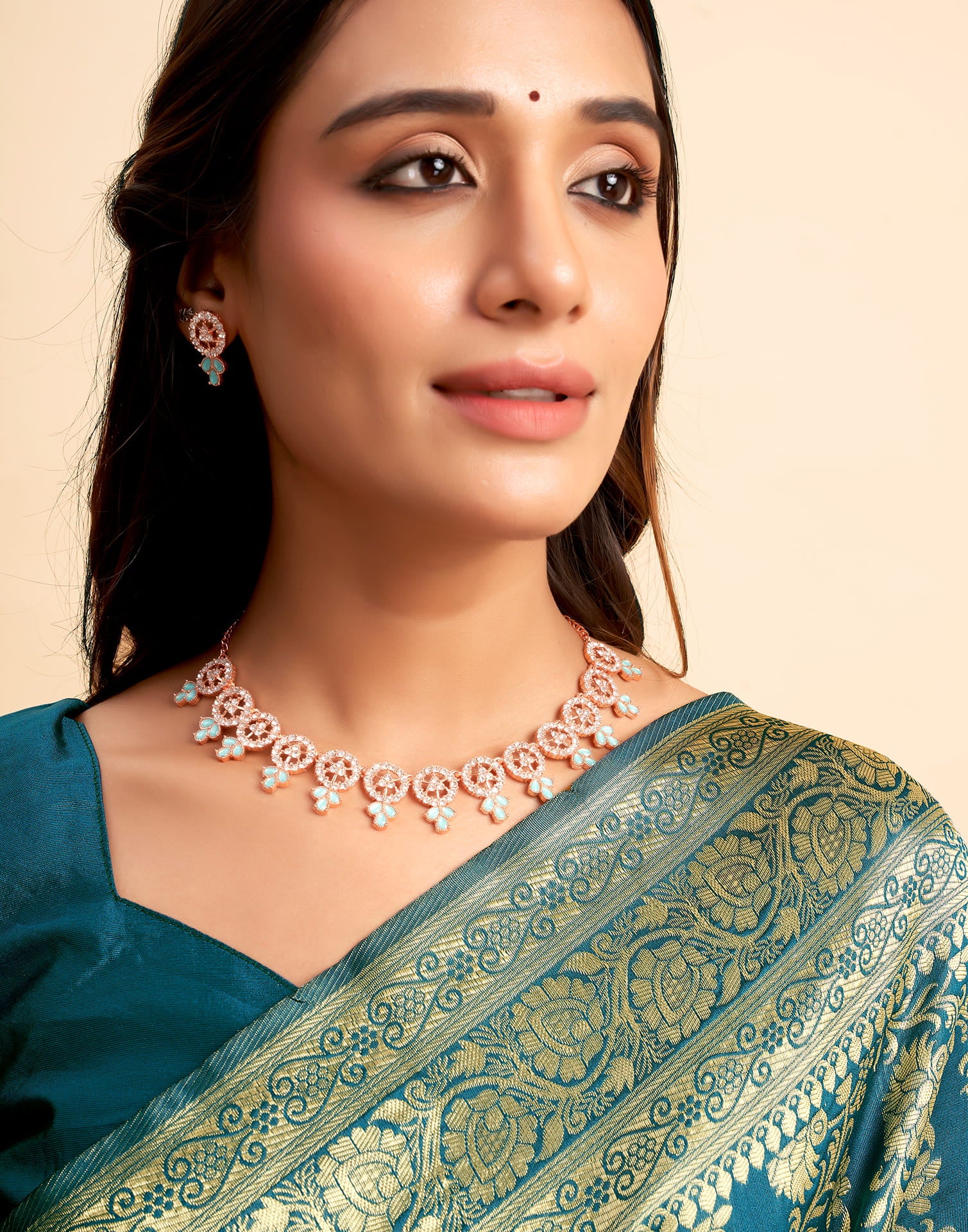 Rama Blue Woven Banarasi Silk Saree - Image 8