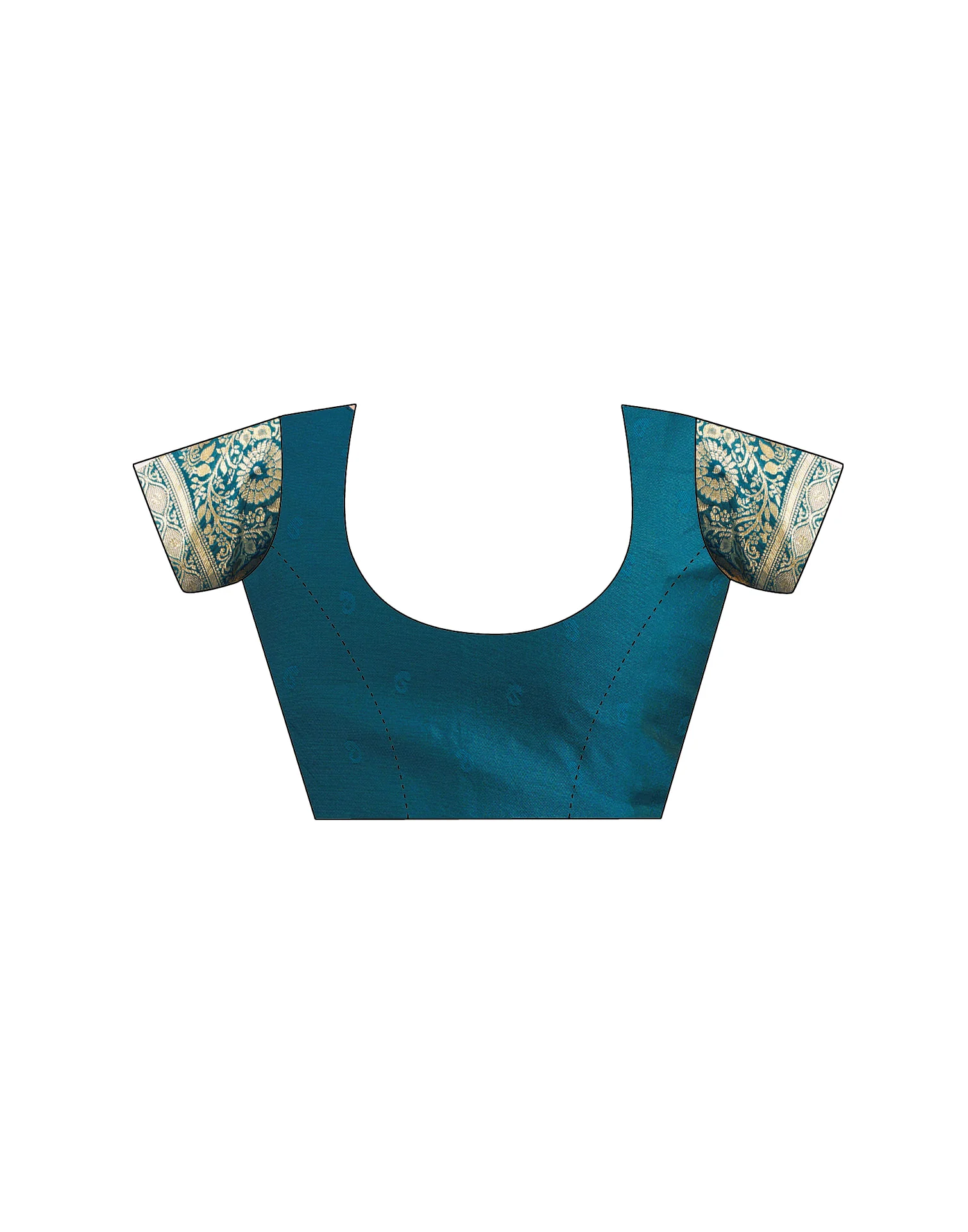 Rama Blue Silk Woven Banarasi Saree - Image 9