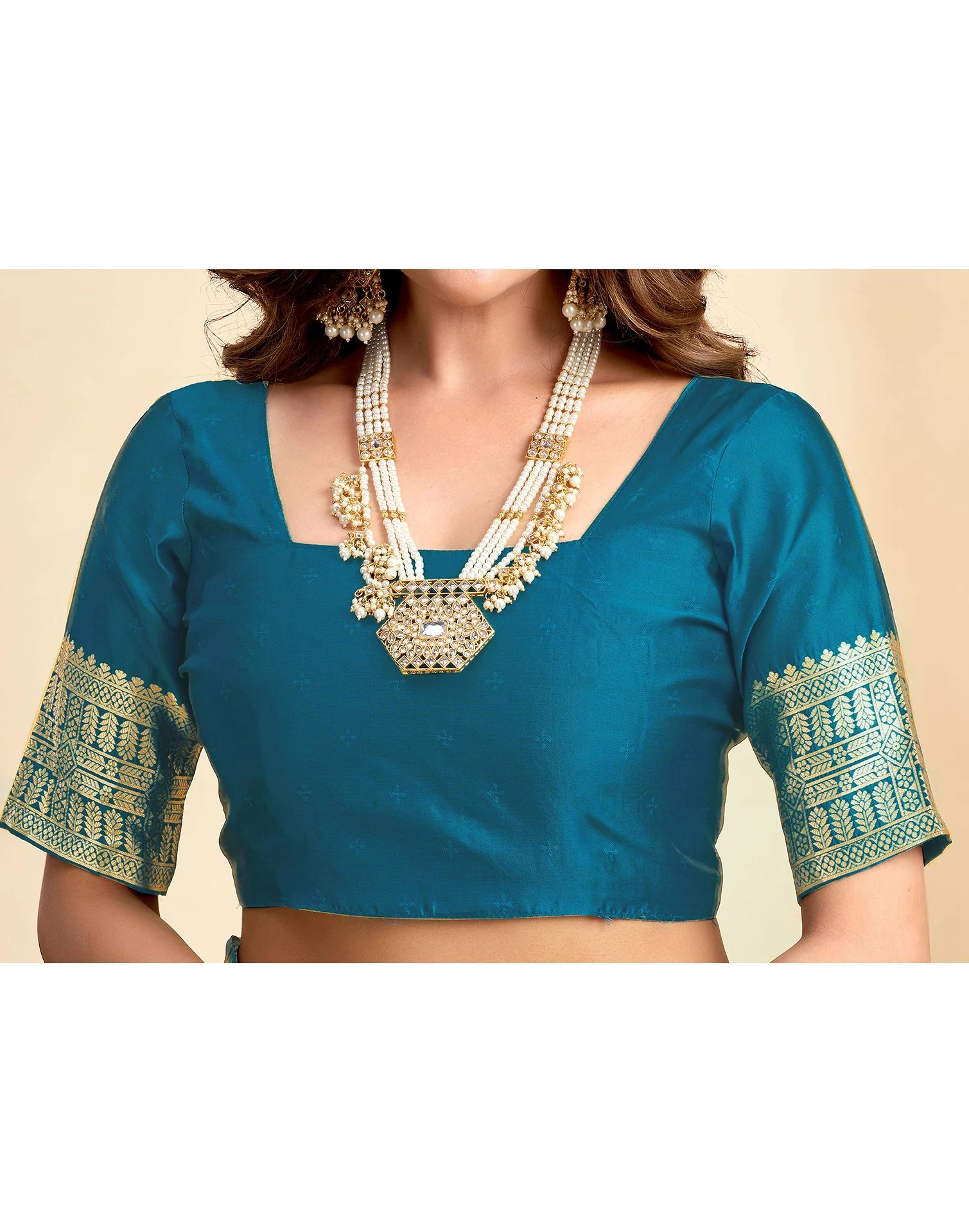Rama Blue Silk Woven Banarasi Saree - Image 7