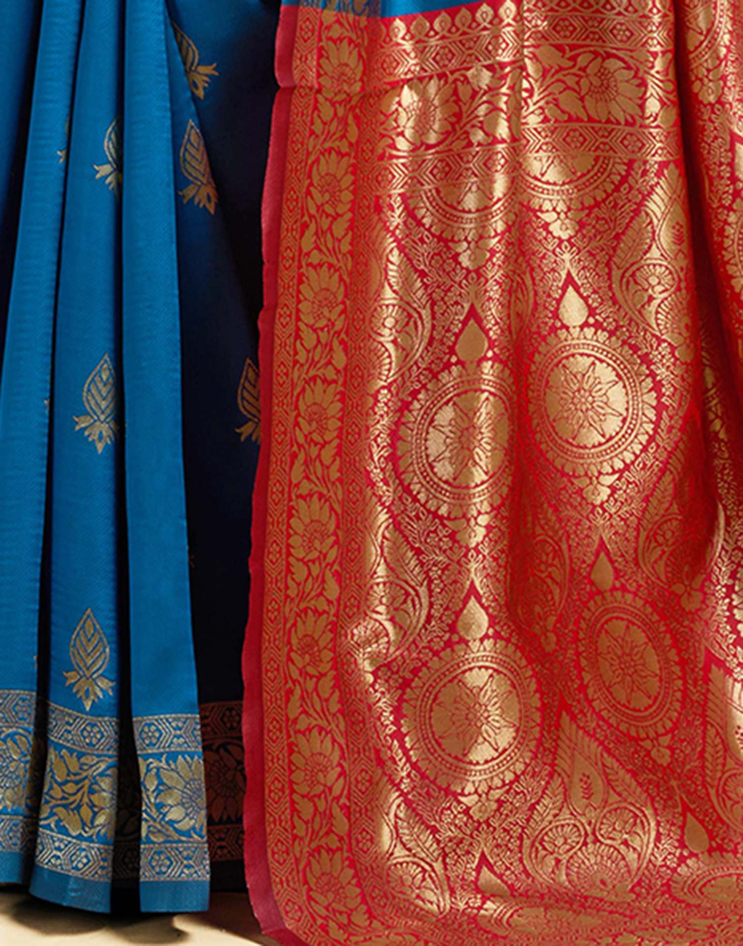 Rama Blue Silk Woven Banarasi Saree - Image 9