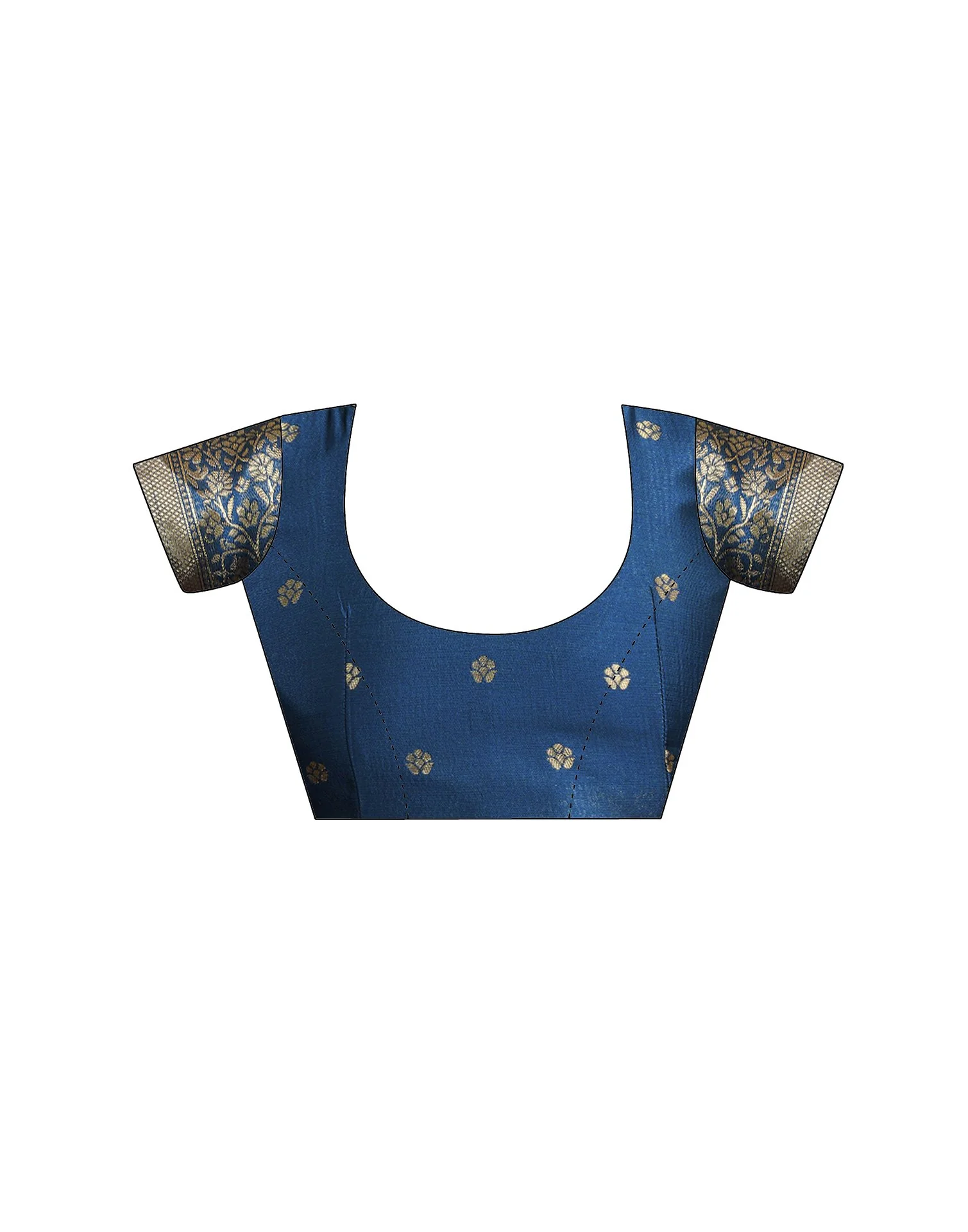 Rama Blue Silk Woven Banarasi Saree - Image 9