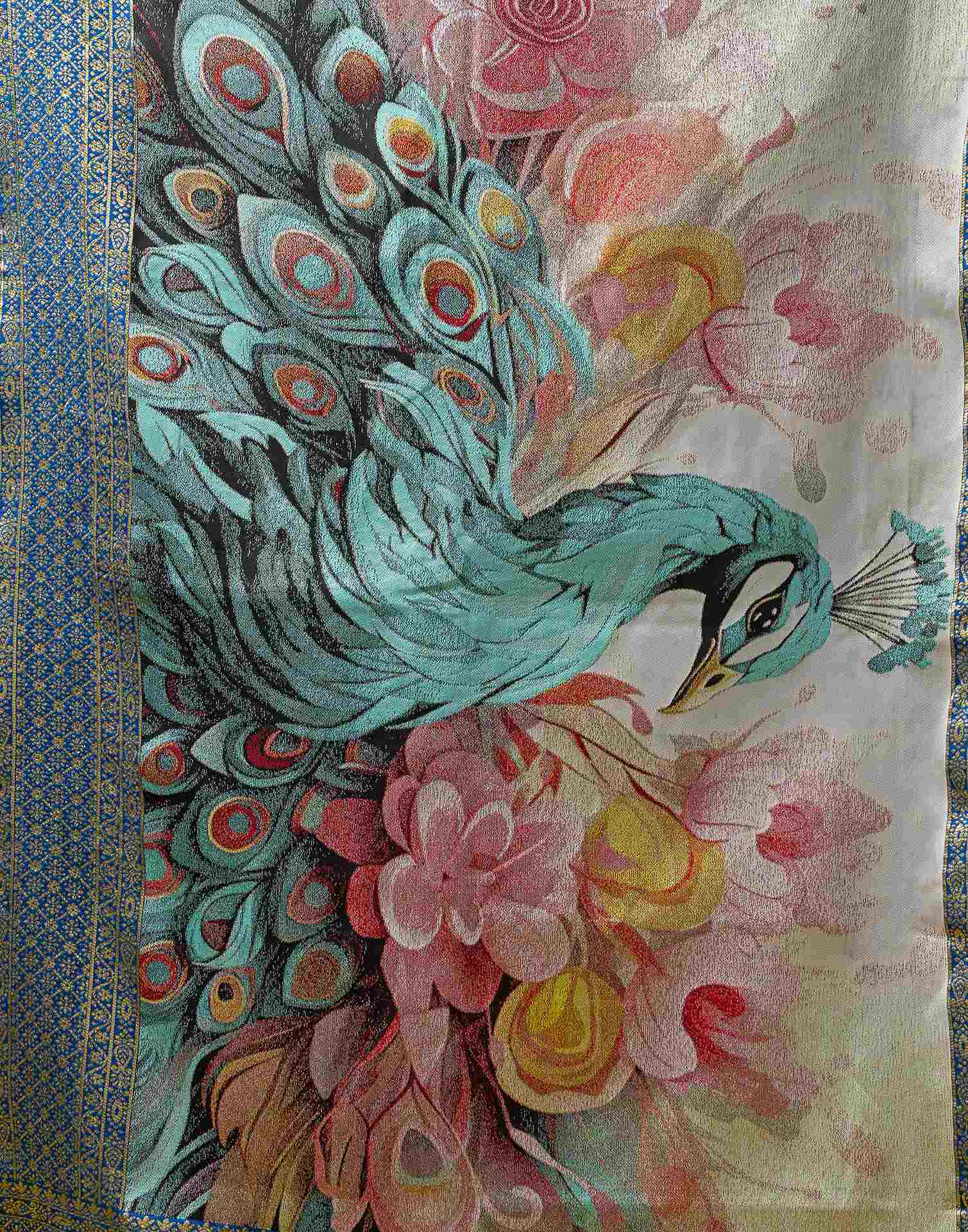 Rama Blue Silk Woven Banarasi Saree - Image 7