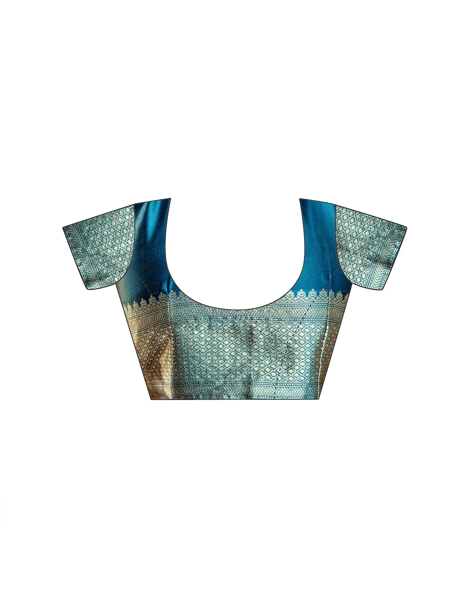 Rama Blue Silk Woven Banarasi Saree - Image 14