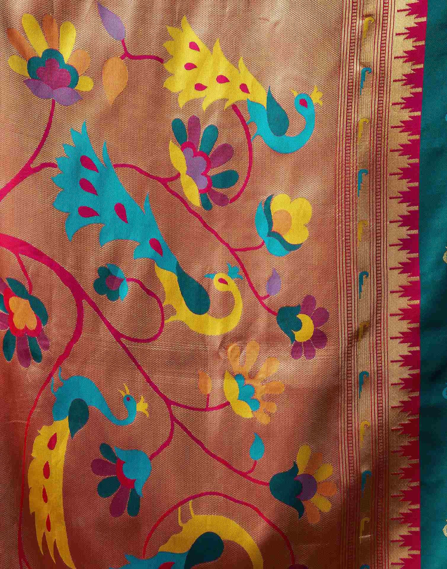 Rama Blue Silk Paithani Chaturthi Saree - Image 8