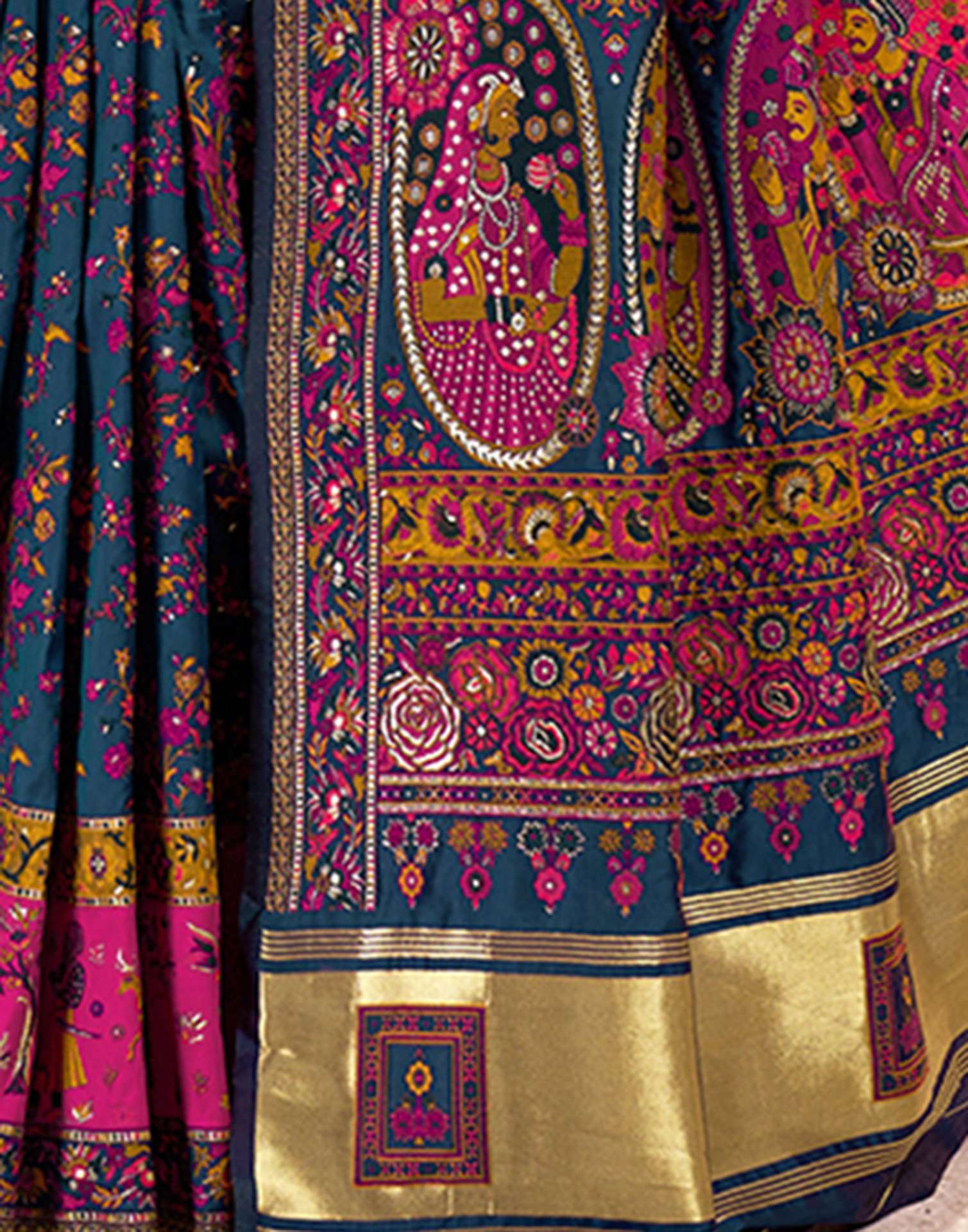 Rama Blue Silk Woven Patola Saree - Image 8