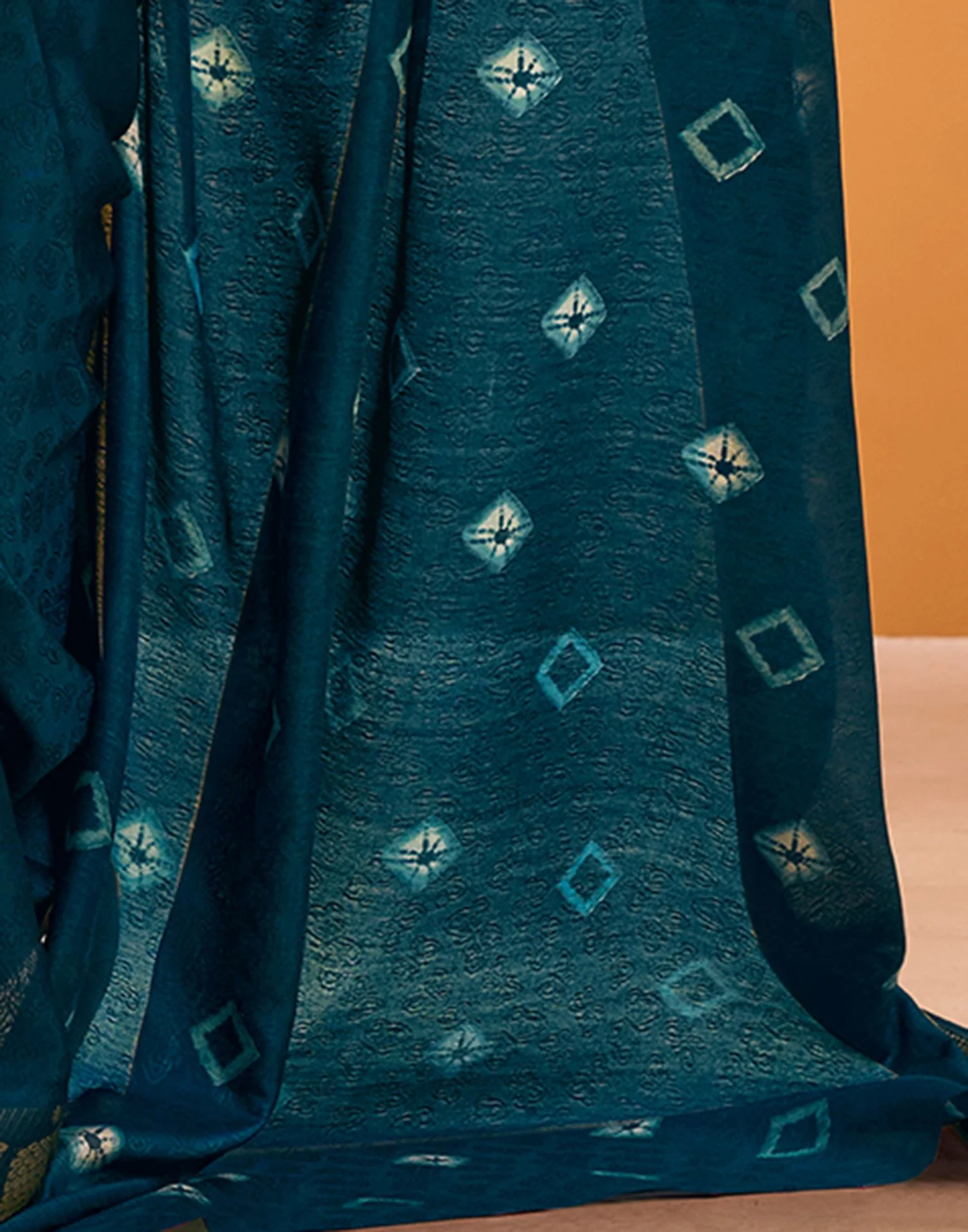 Rama Blue Silk Woven Printed Saree - Image 6