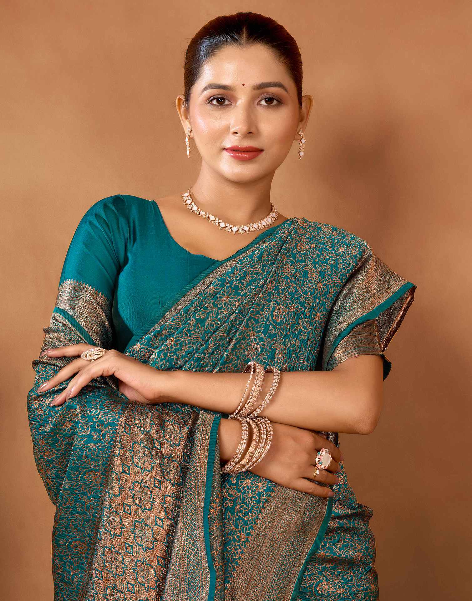 Rama Blue Silk Woven Saree - Image 2
