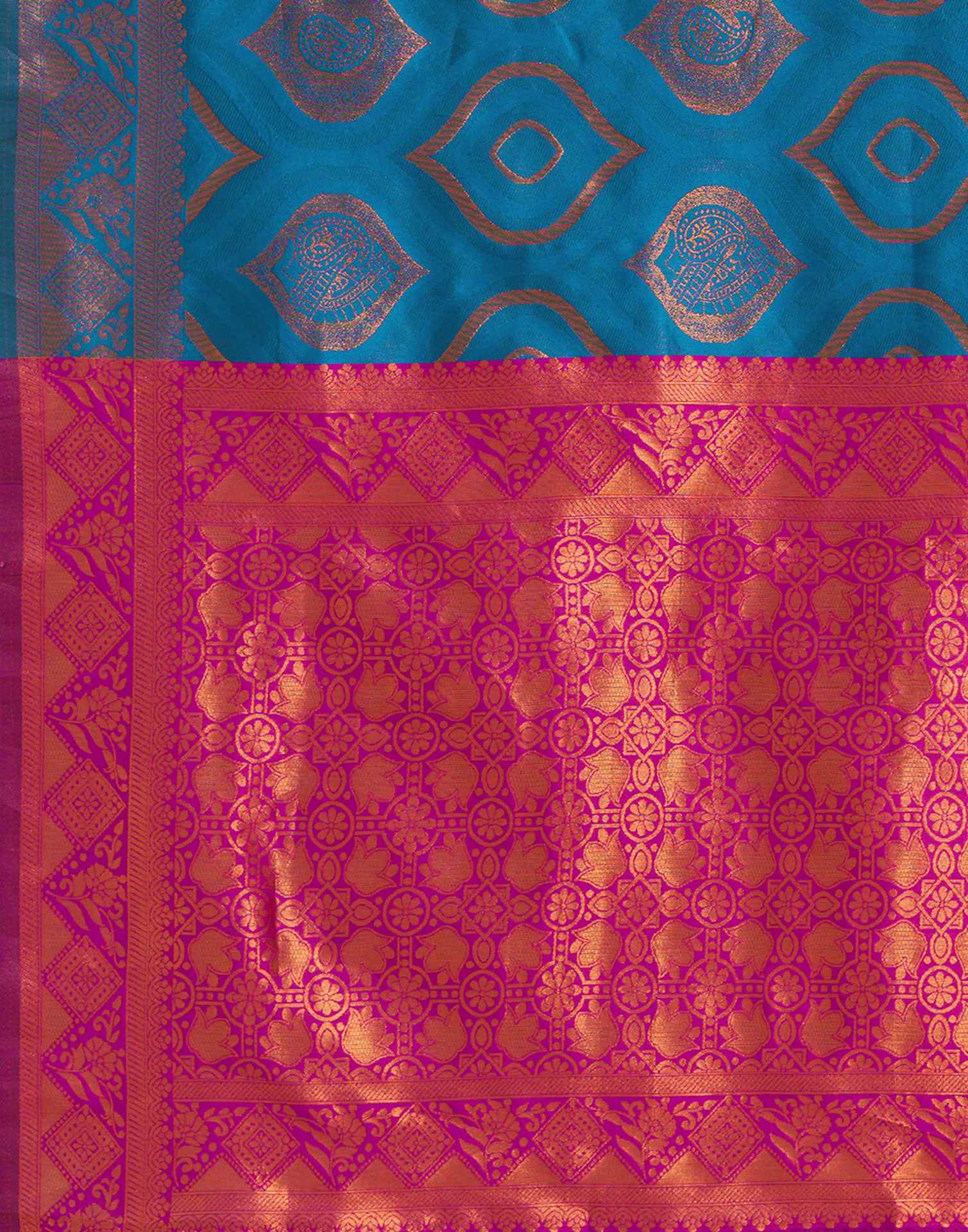 Blue Silk Woven Banarasi Saree - Image 8
