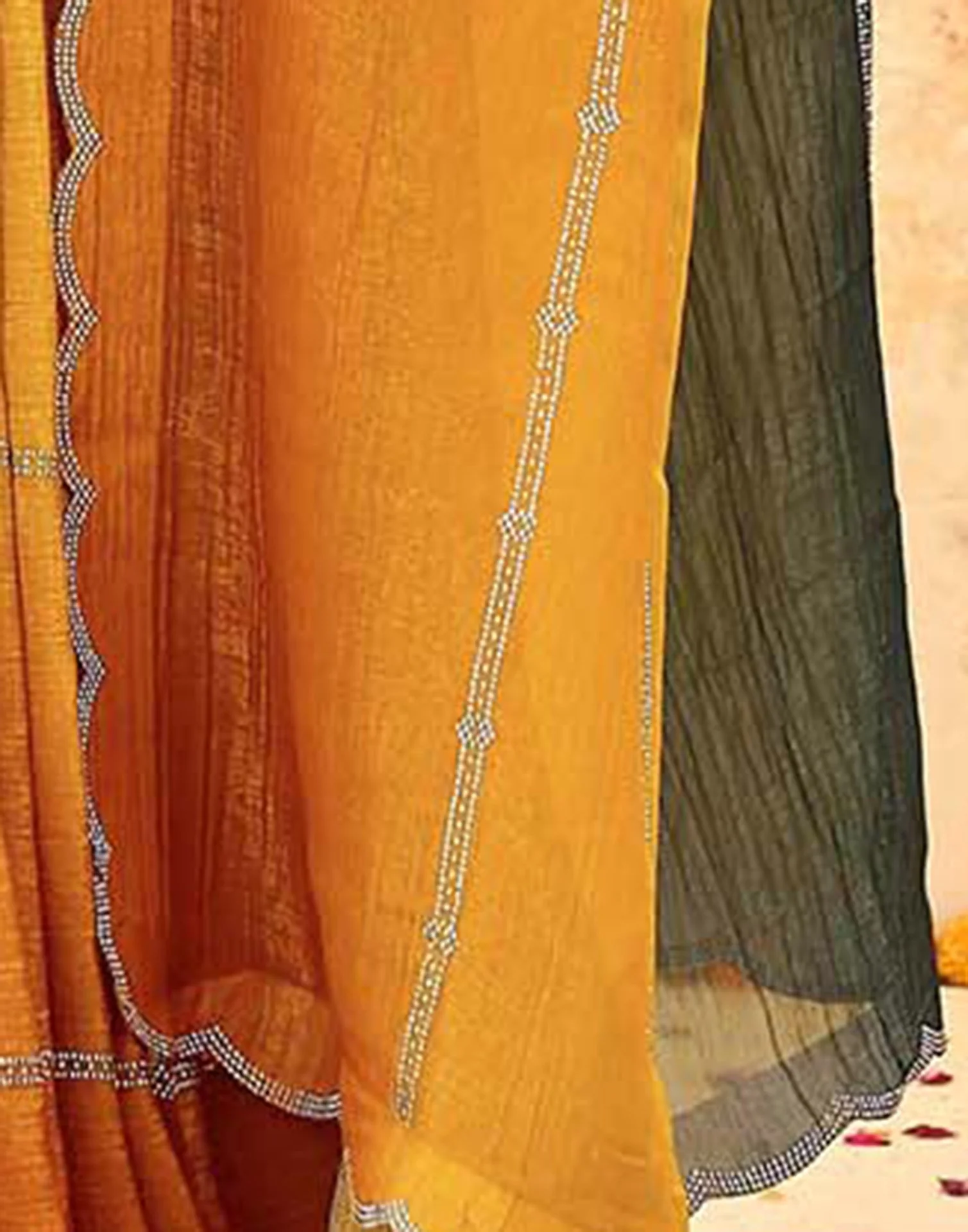 Rama Green Shimmer Stone Work Embellished Saree - Image 7