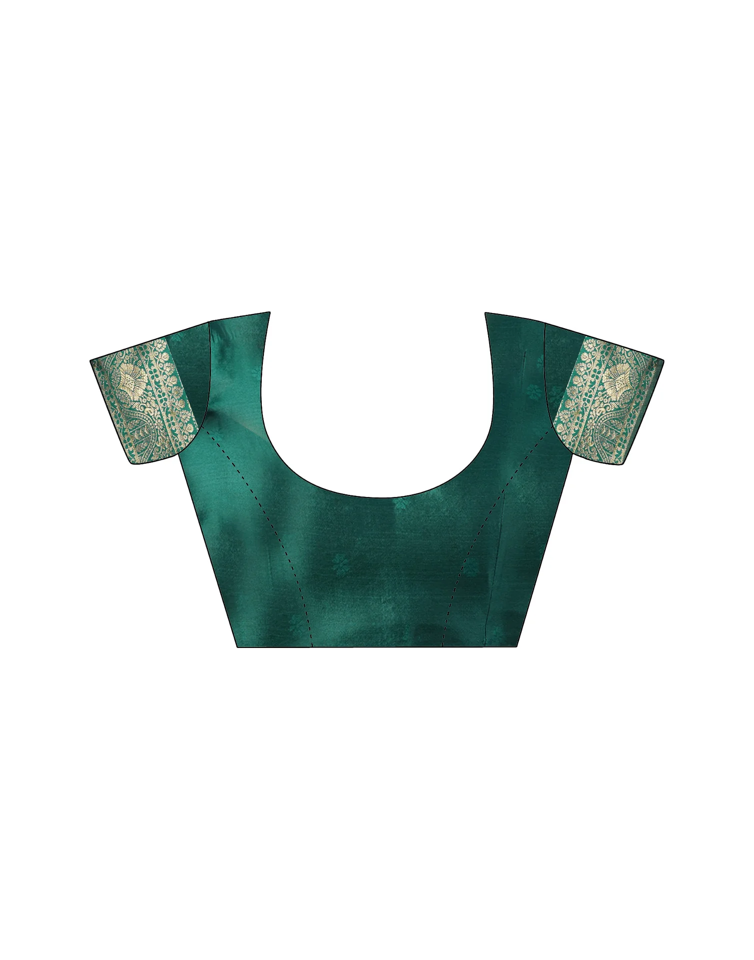 Green Silk Blend Woven Banarasi Saree - Image 9