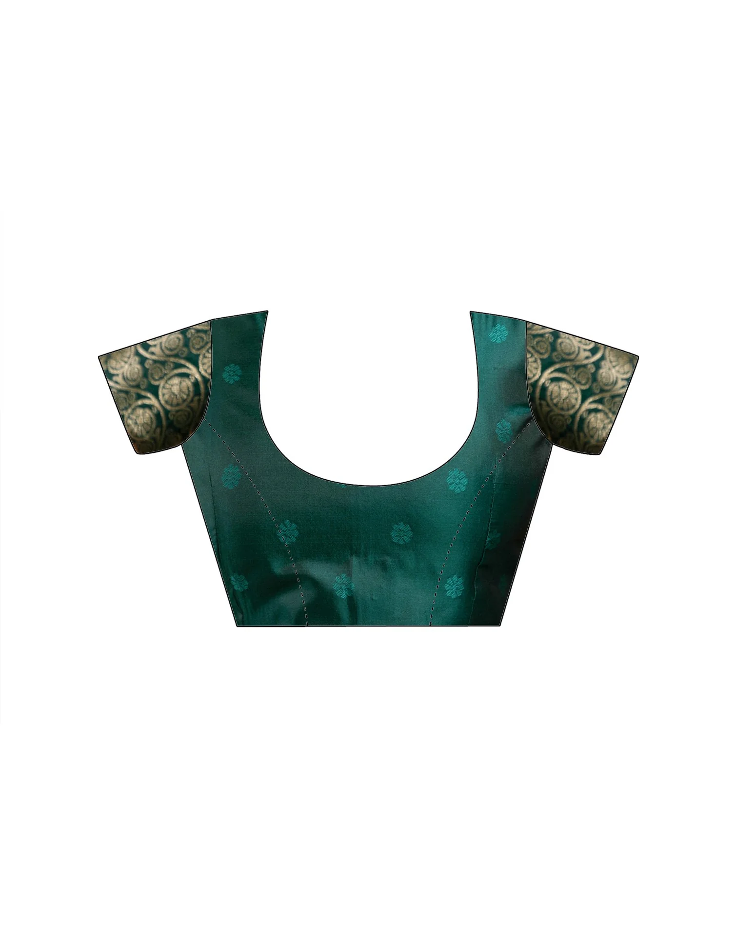 Rama Green Silk Woven Banarasi Saree - Image 14