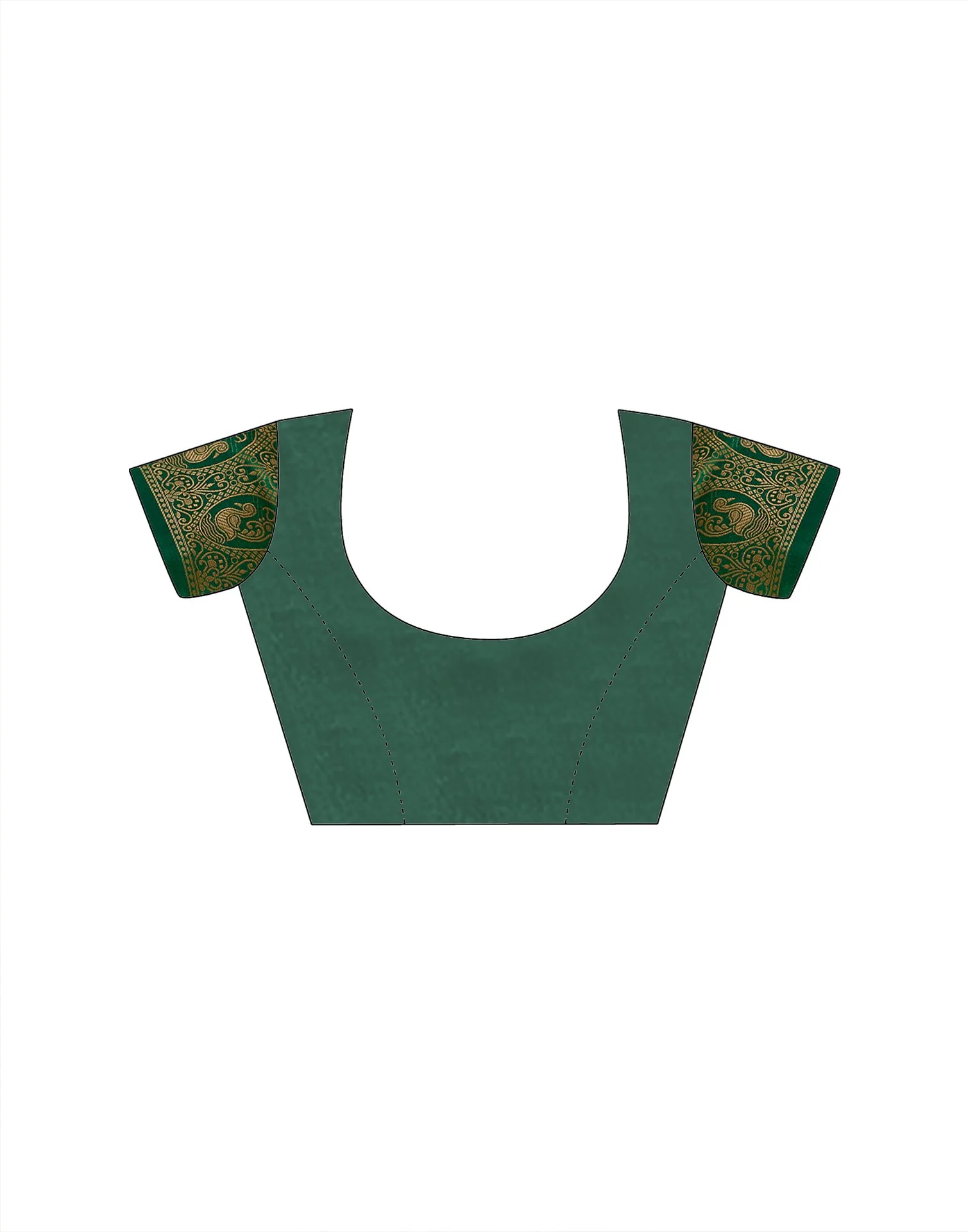 Rama Green Silk Woven Kanjivaram Saree - Image 8