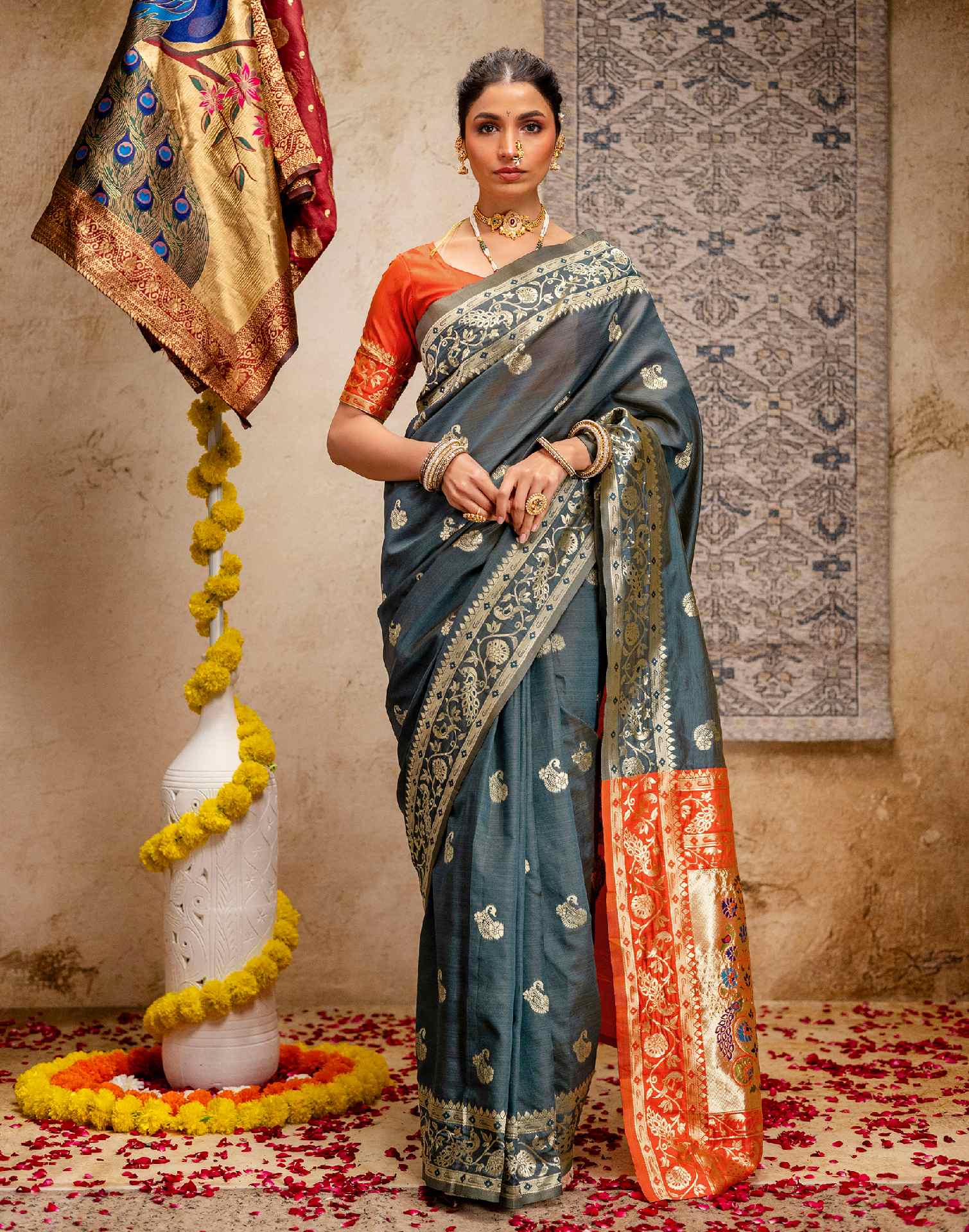 Rama Green Silk Woven Paithani Saree