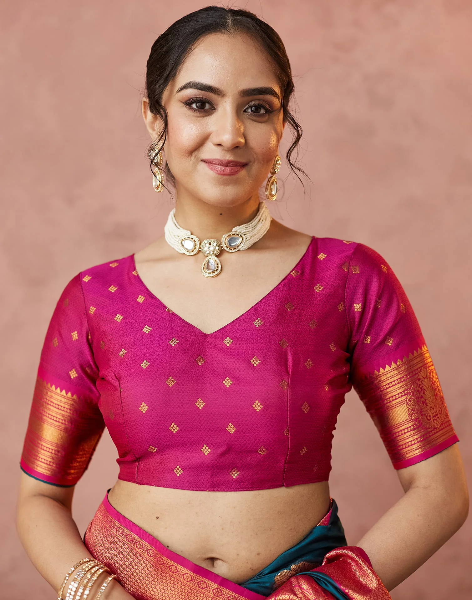 Blue Silk Woven Banarasi Saree - Image 7