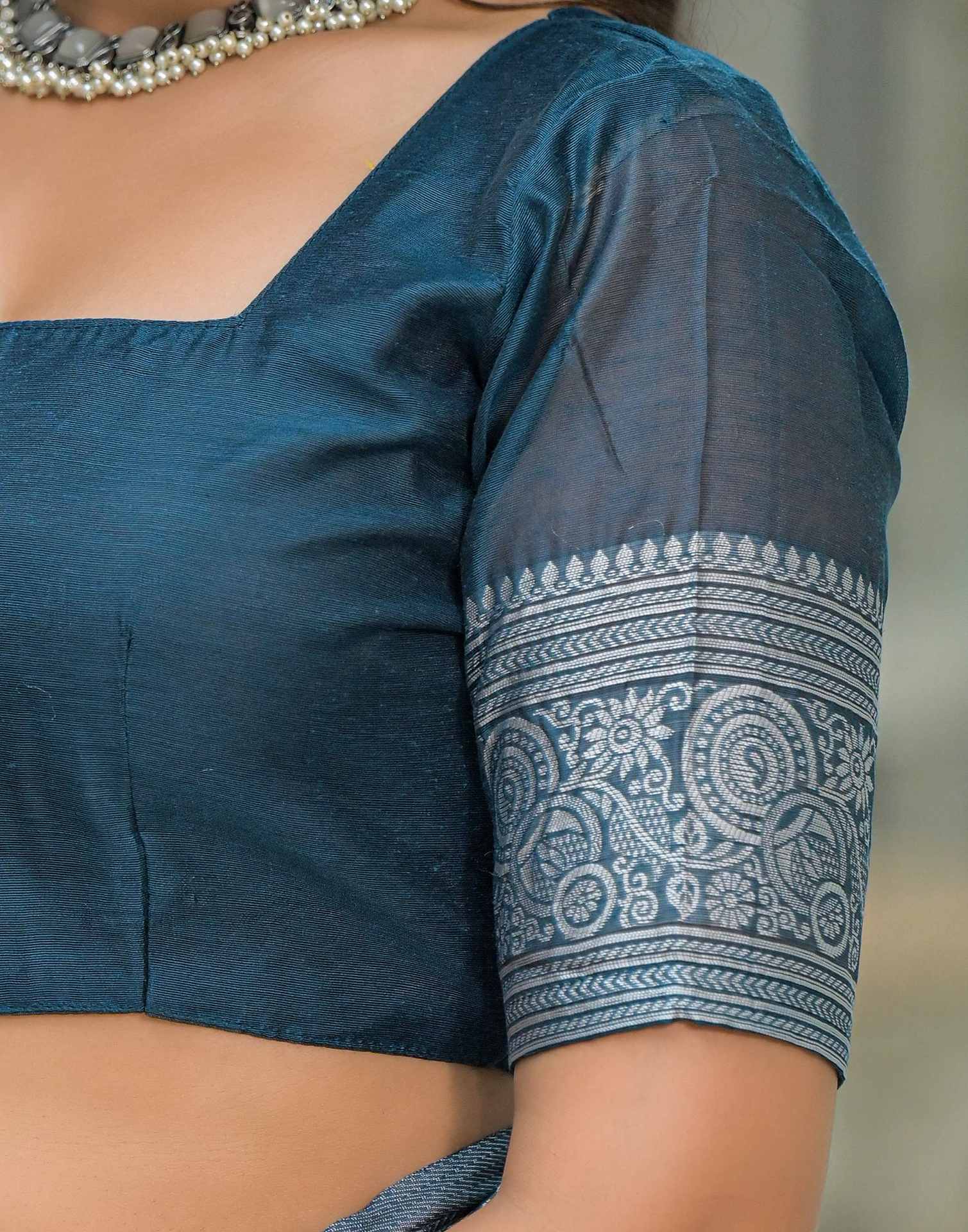 Blue Silk Woven Saree - Image 13