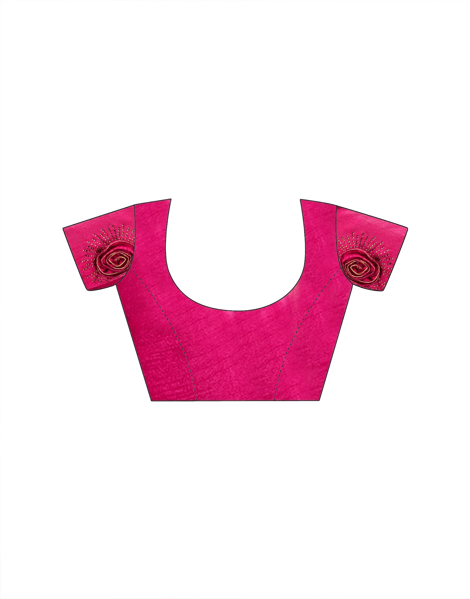 Rani Pink Chiffon Woven Border Saree - Image 7