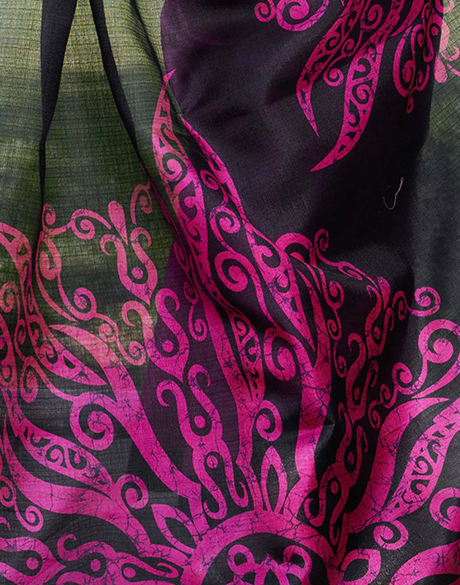 Rani Pink Cotton Printed Saree - Image 8