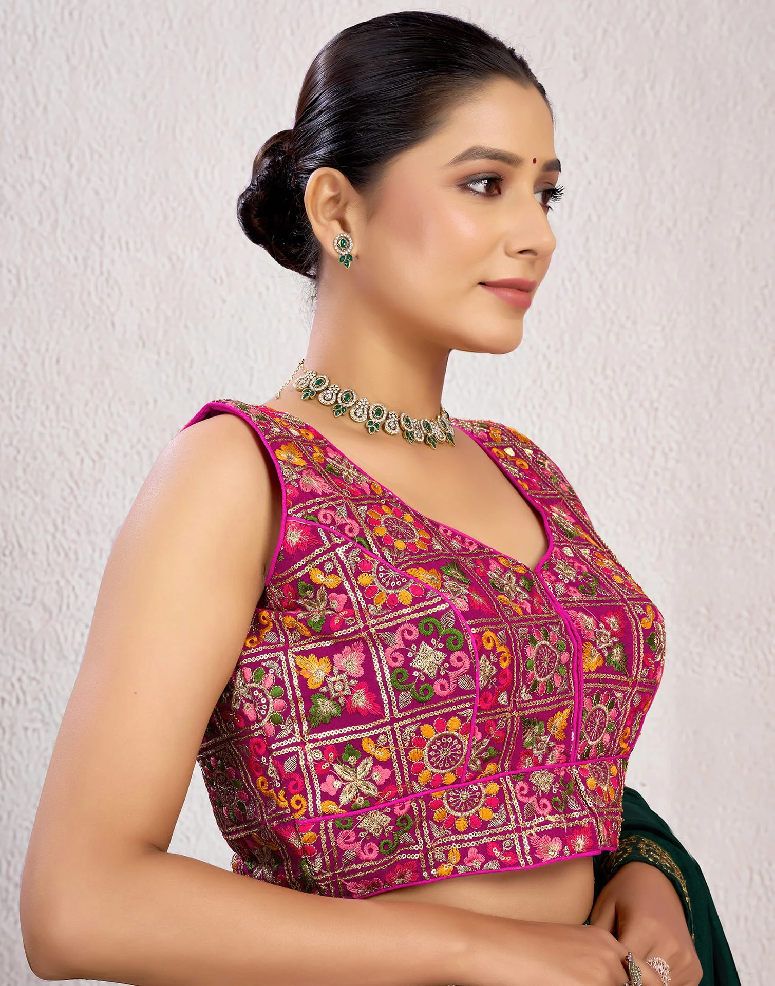 Rani Pink Georgette Sequence Blouse - Image 4