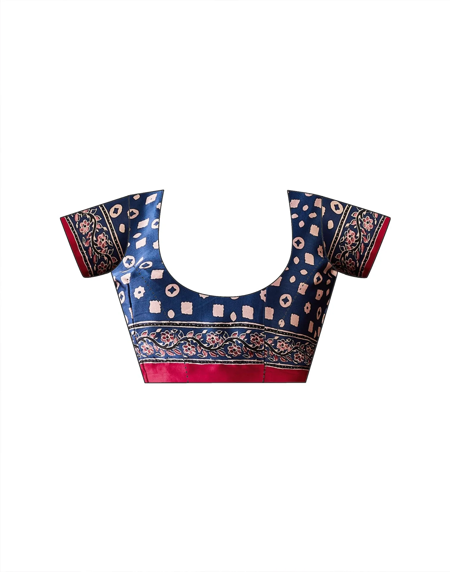 Rani Pink Satin Printed Saree - Image 12