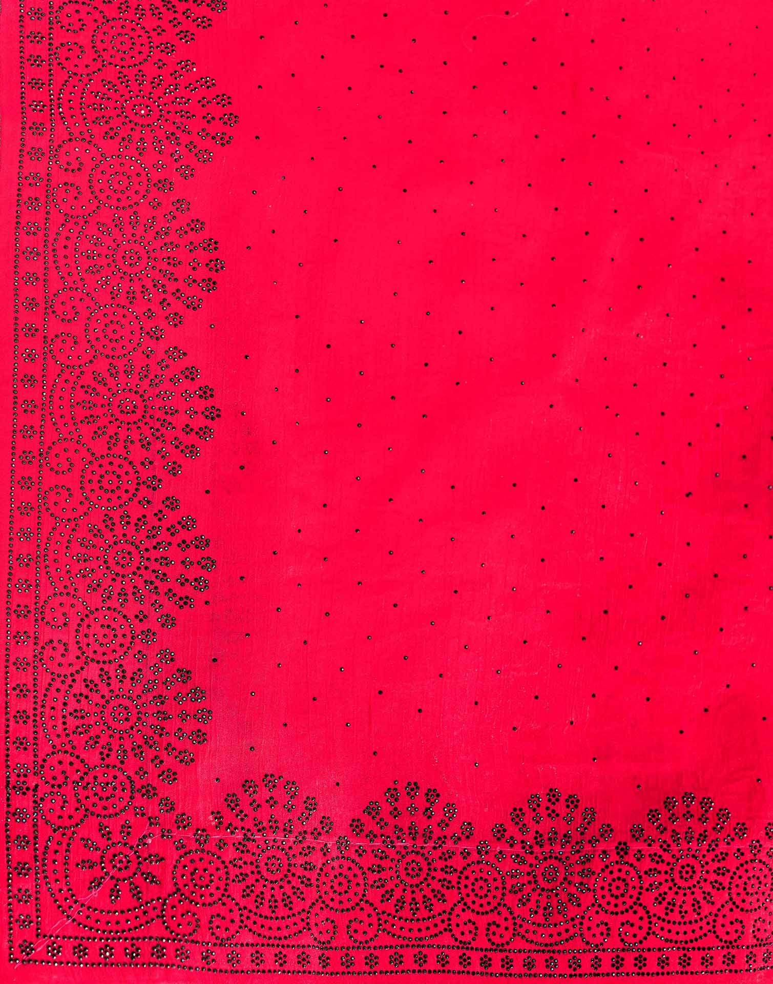 Rani Pink Shimmer Stone Work Swarovski Saree - Image 7