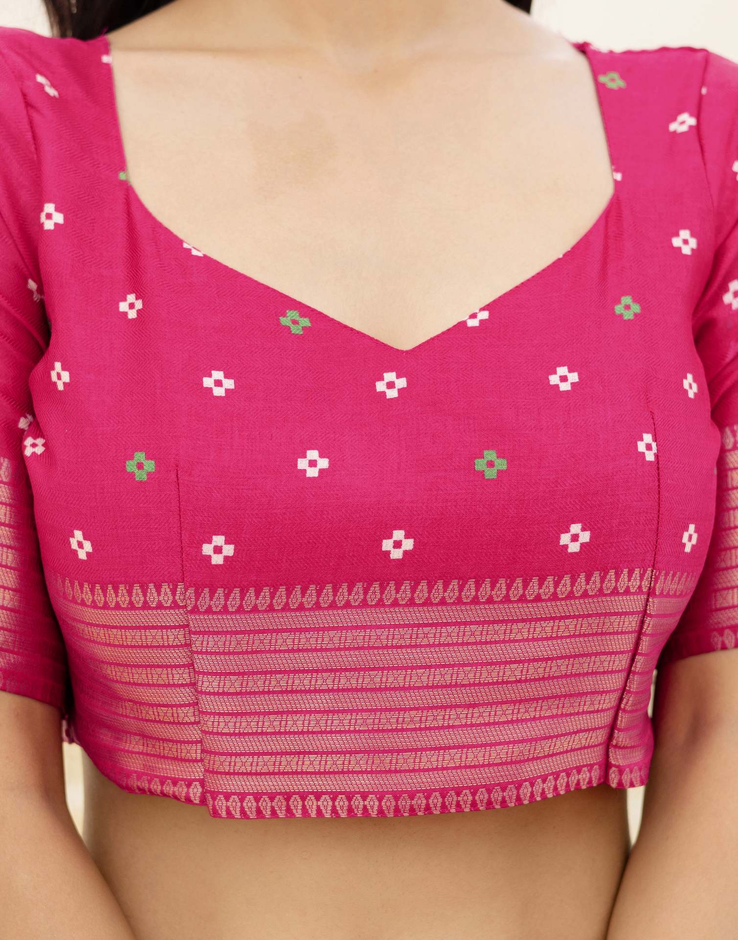 Rani Pink Silk Printed Patola Saree - Image 13