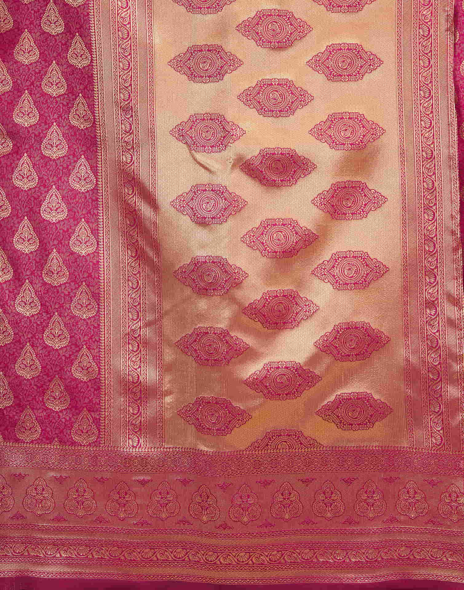 Pink Silk Blend Woven Banarasi Saree - Image 10