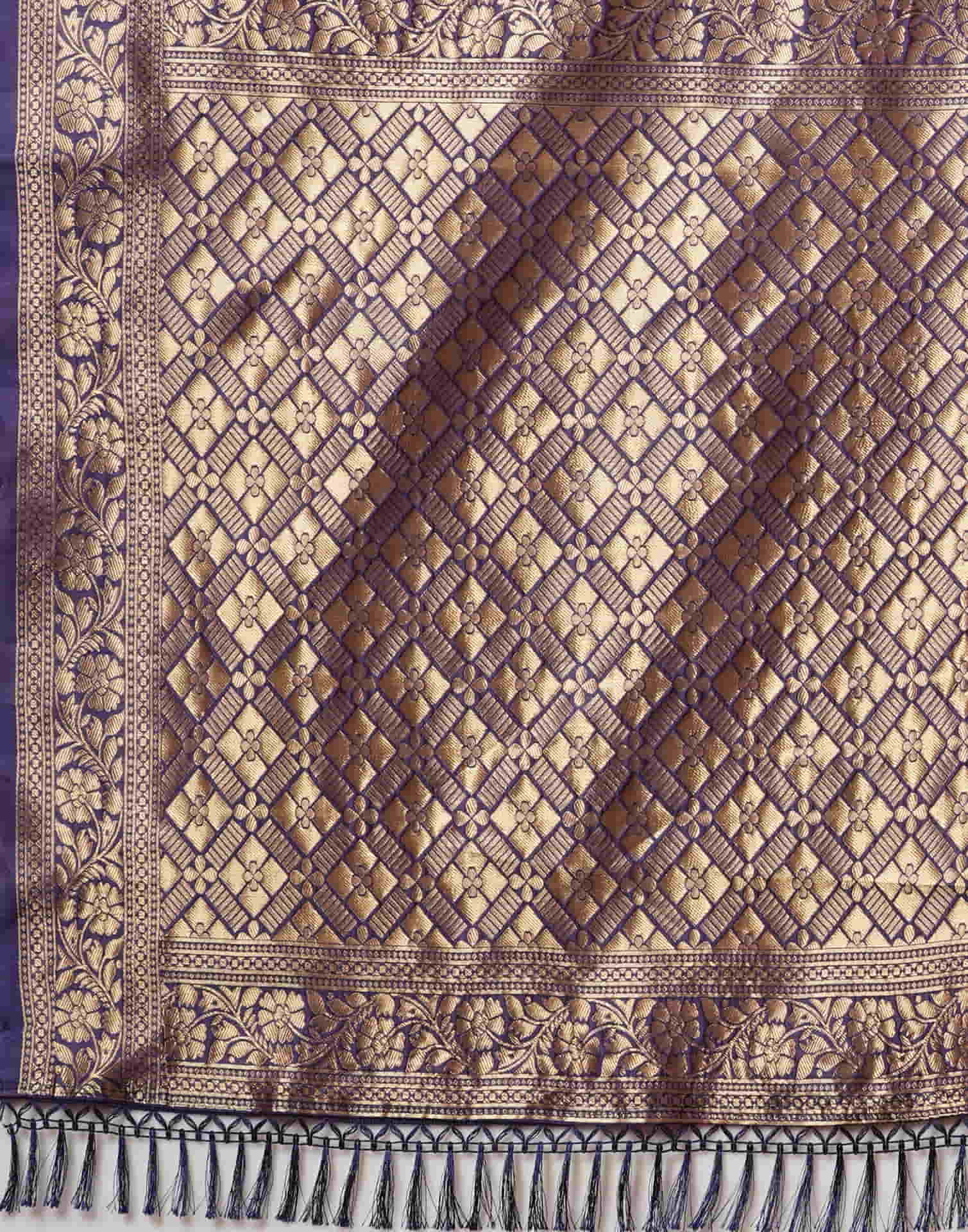 Rani Pink Silk Woven Banarasi Saree - Image 8