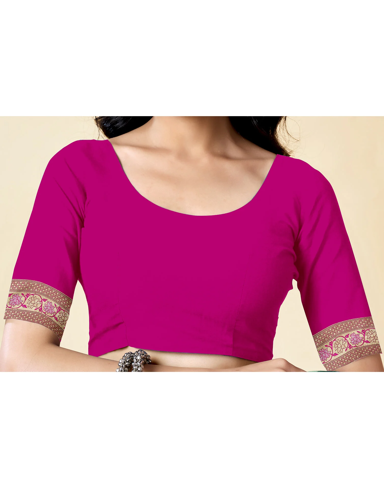 Rani Pink Silk Woven Banarasi Saree - Image 7