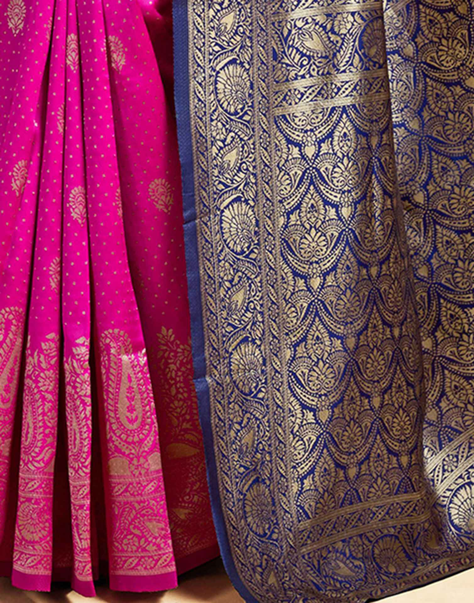 Rani Pink Silk Woven Banarasi Saree - Image 8