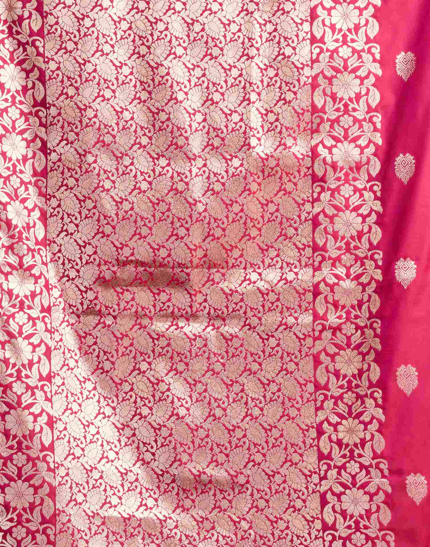 Rani Pink Silk Woven Banarasi Saree - Image 8