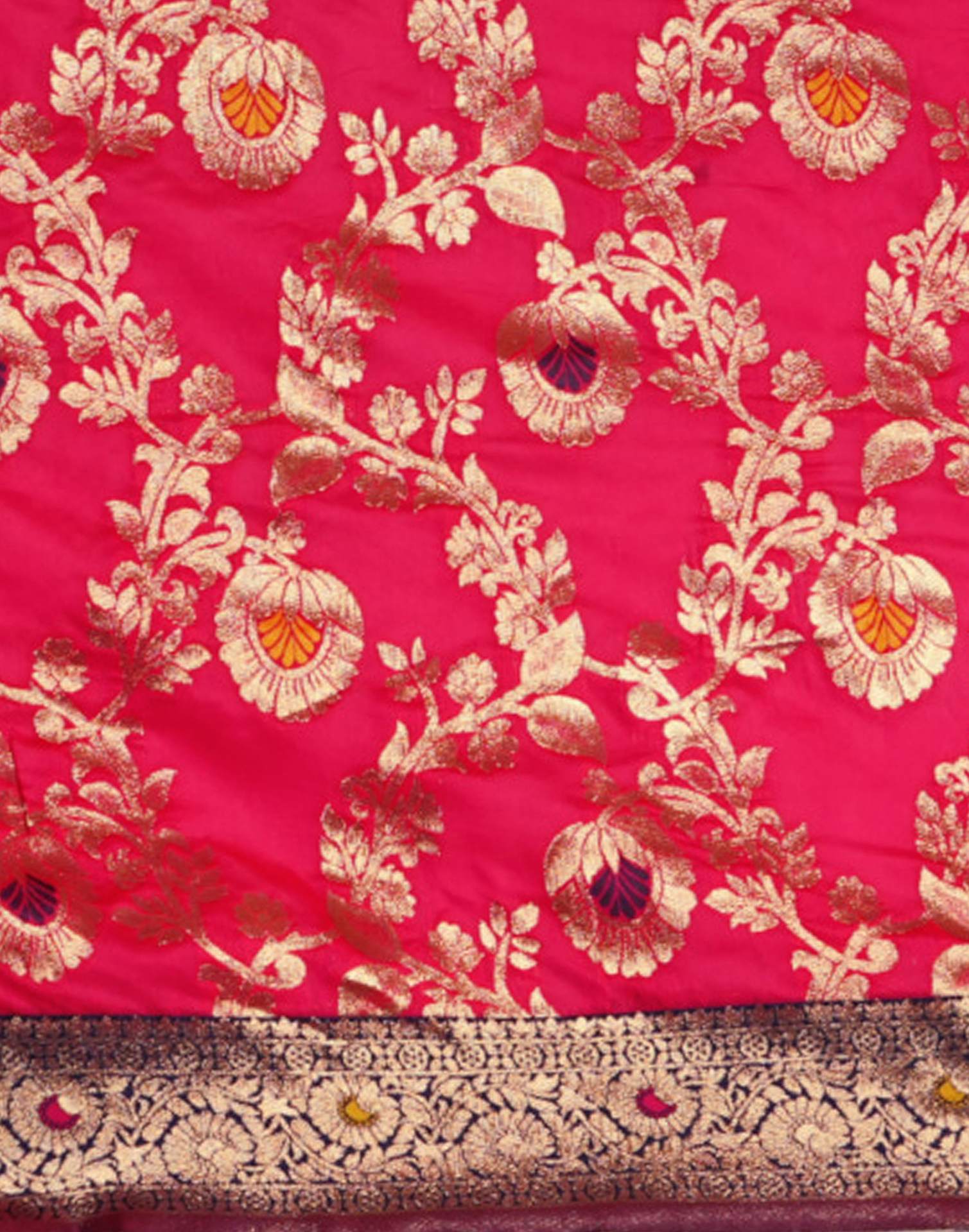 Rani Pink Silk Woven Banarasi Saree - Image 9