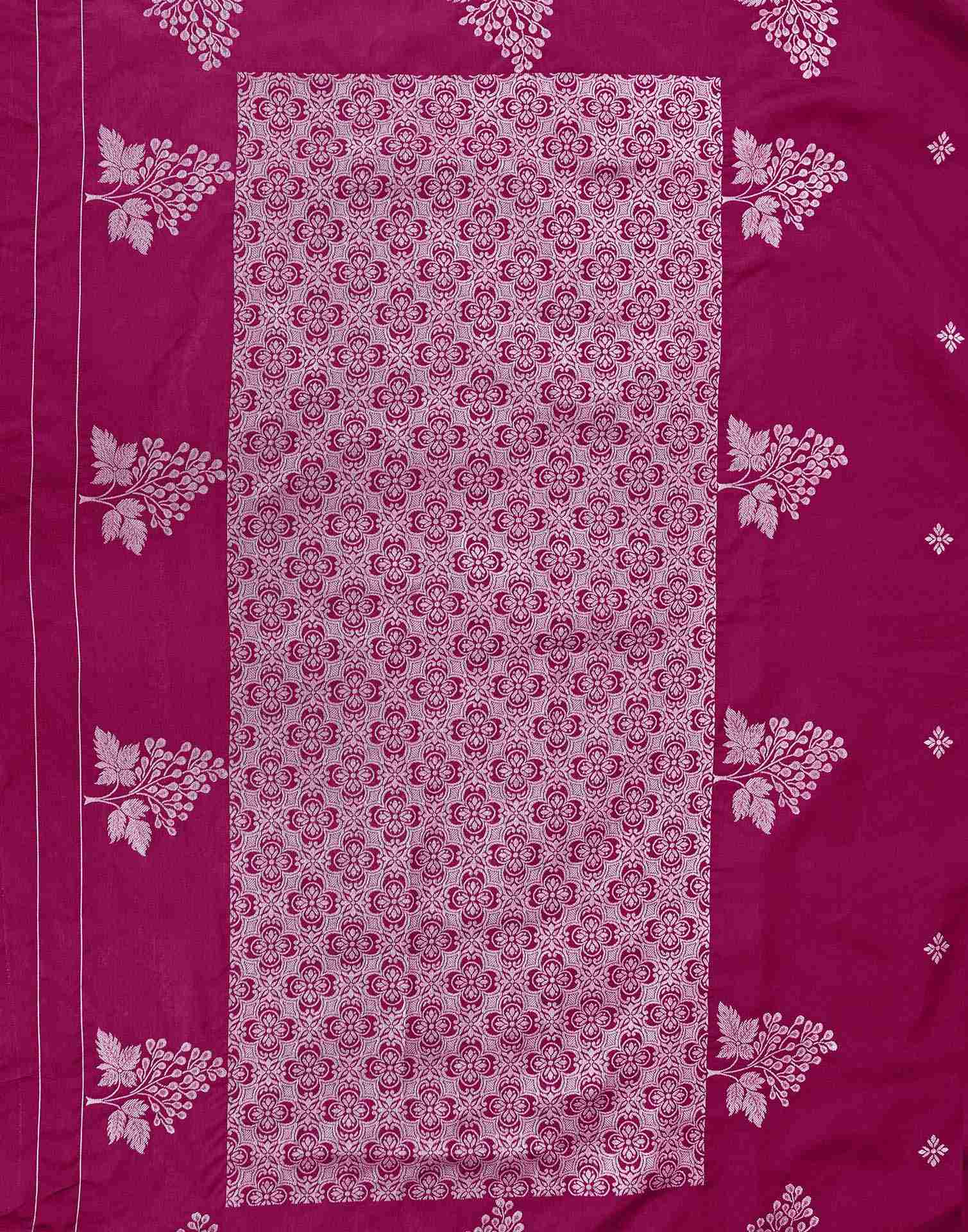 Rani Pink Silk Woven Banarasi Saree - Image 8