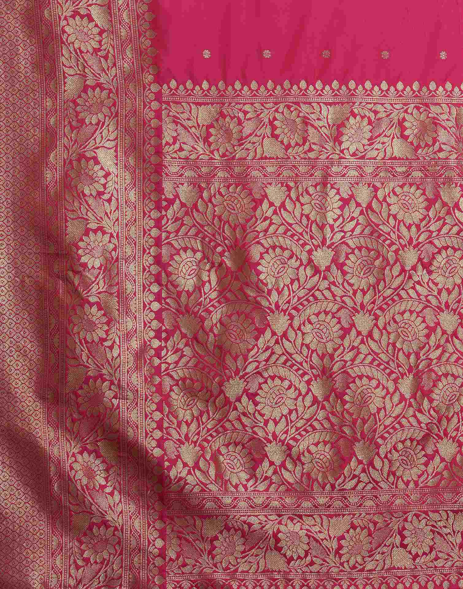 Rani Pink Silk Woven Kanjivaram Saree - Image 9
