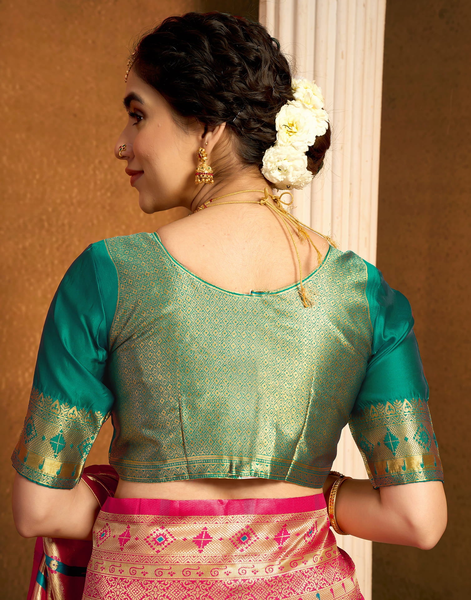 Pink Silk Woven Paithani Saree - Image 10