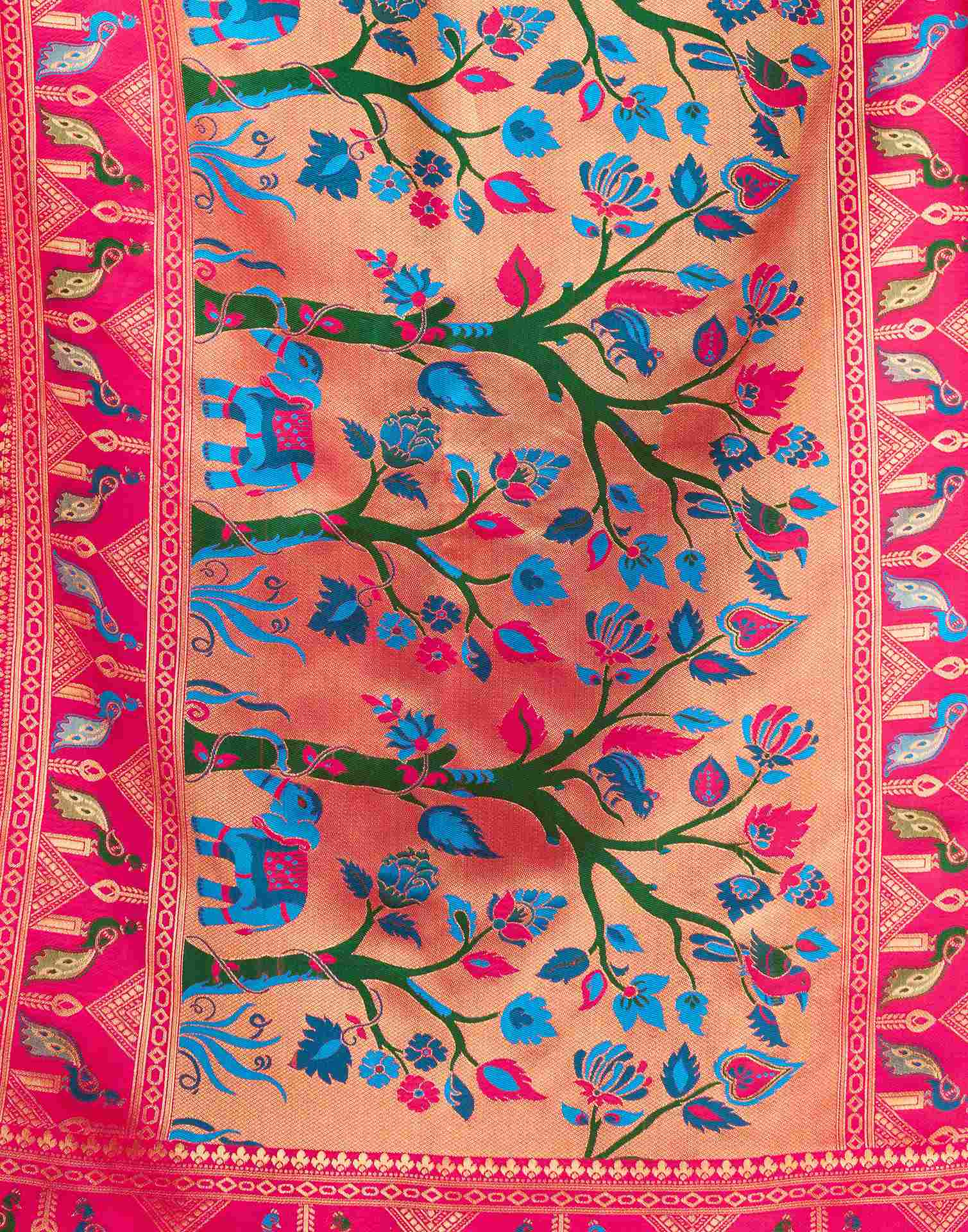 Rani Pink Silk Woven Paithani Saree - Image 7