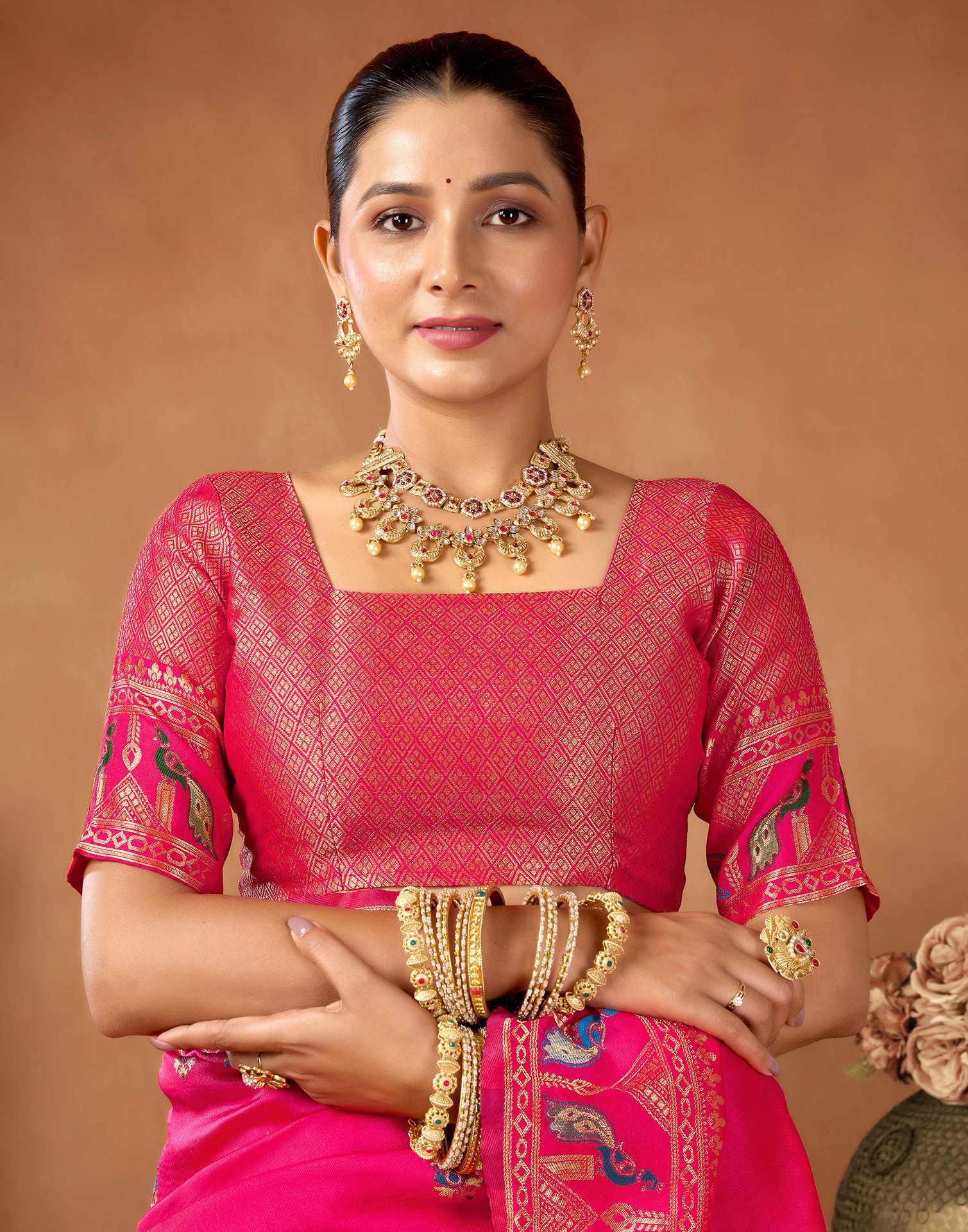 Rani Pink Silk Woven Paithani Saree - Image 8