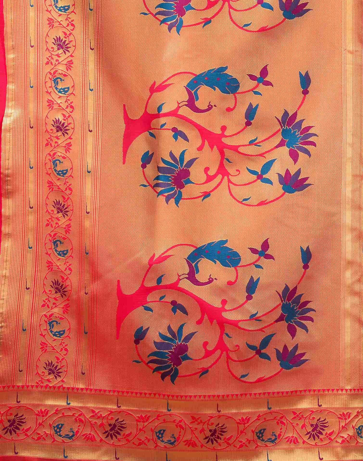 Rani Pink Silk Woven Paithani Saree - Image 7