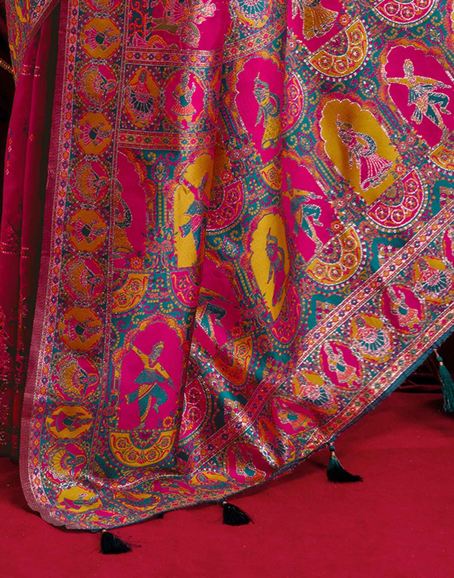 Rani Pink Silk Woven Paithani Saree - Image 10