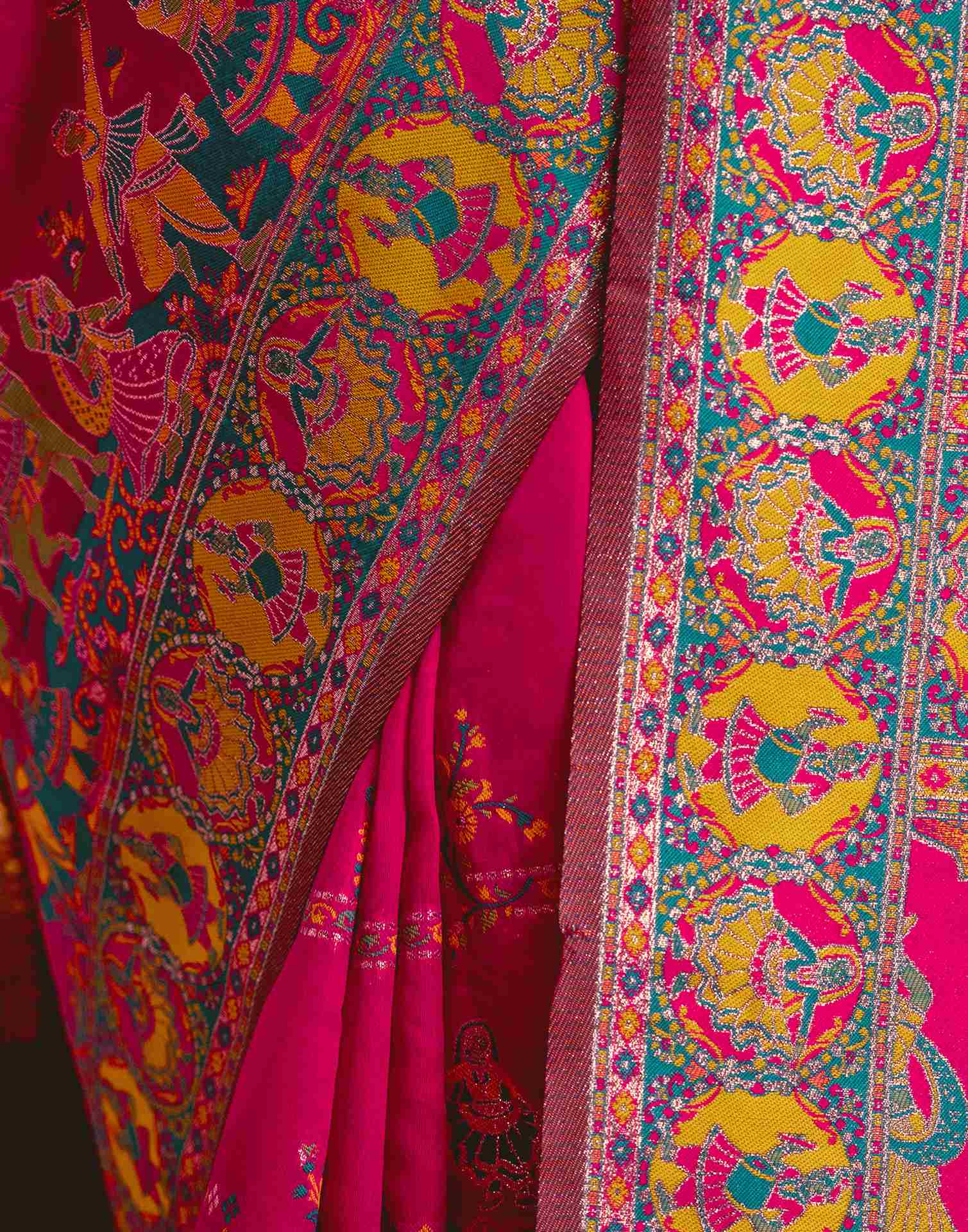 Rani Pink Silk Woven Paithani Saree - Image 13
