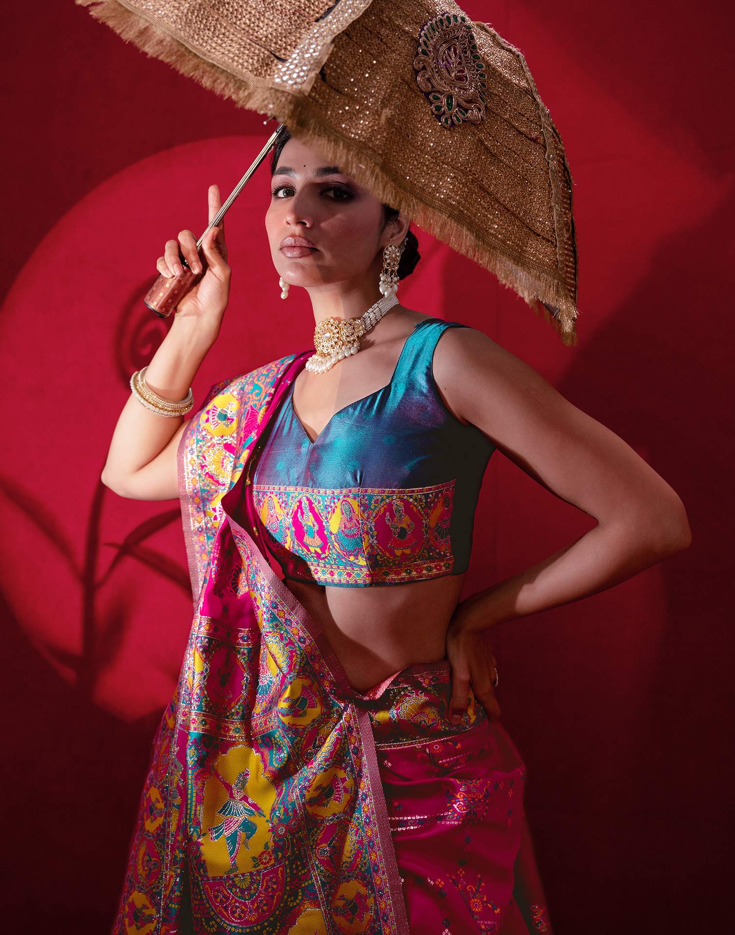 Rani Pink Silk Woven Paithani Saree - Image 2