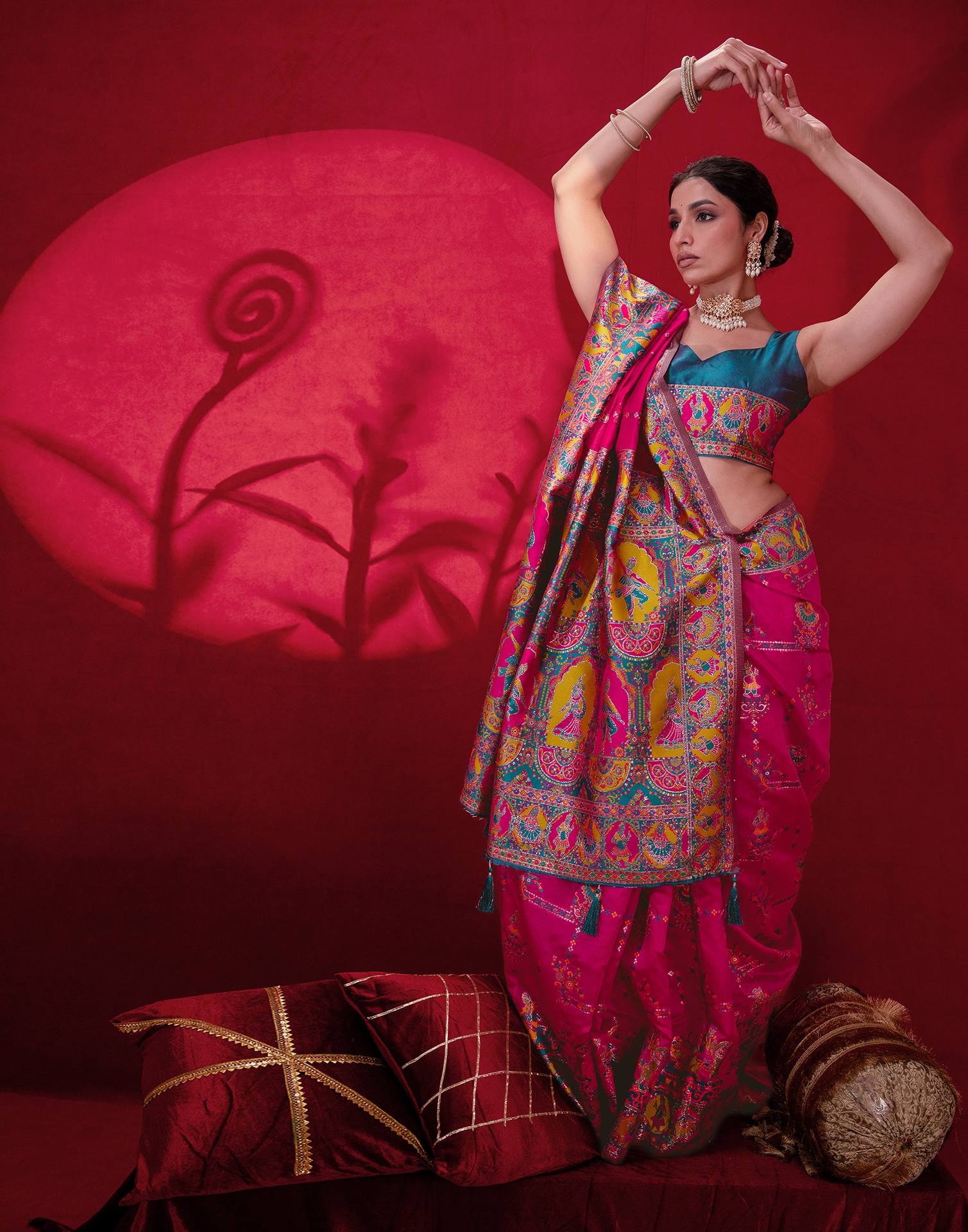 Rani Pink Silk Woven Paithani Saree - Image 9
