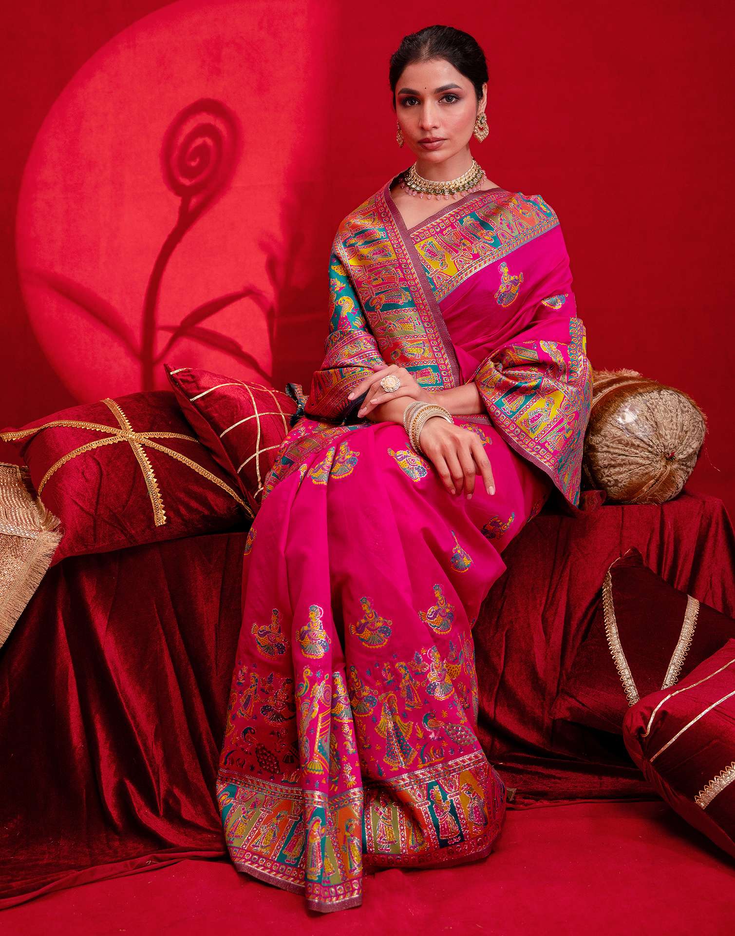 Rani Pink Silk Woven Paithani Saree - Image 9