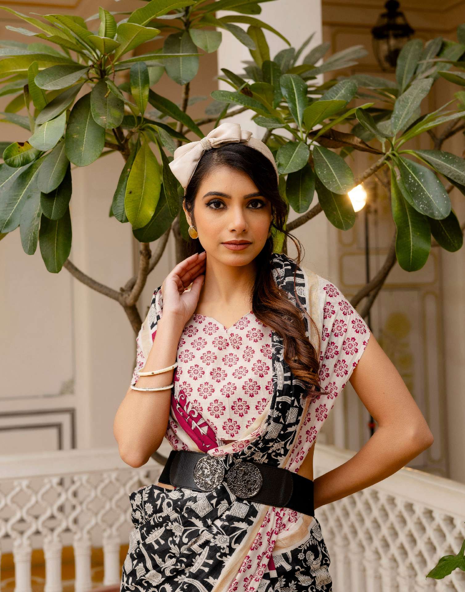 Ready To Wear Black Cotton Printed Saree - Image 10