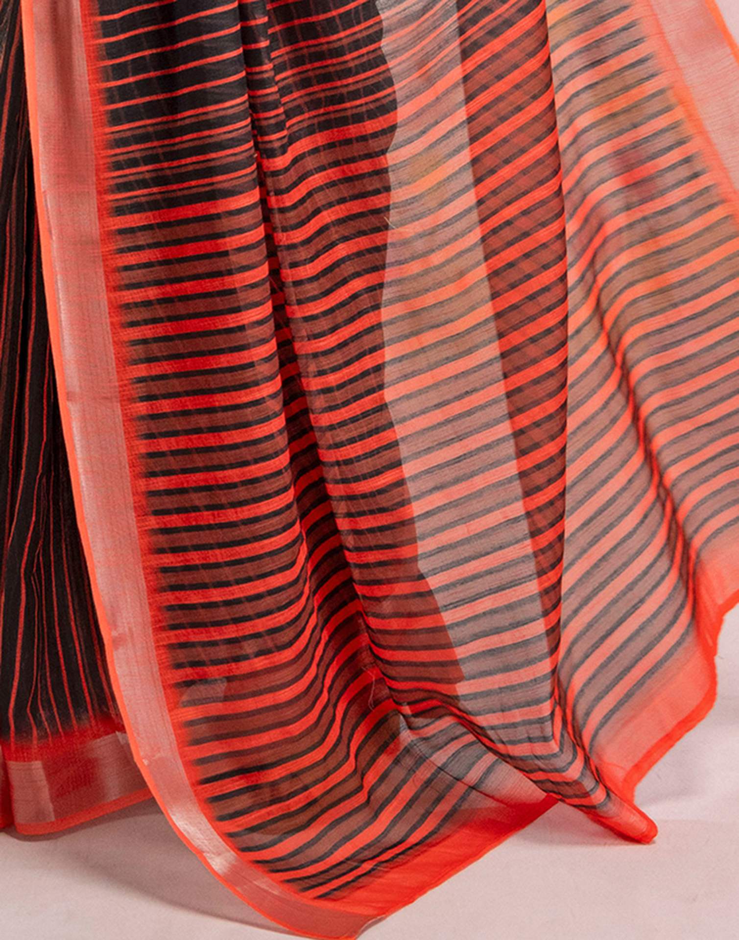 Ready To Wear Black Silk Printed Saree - Image 12