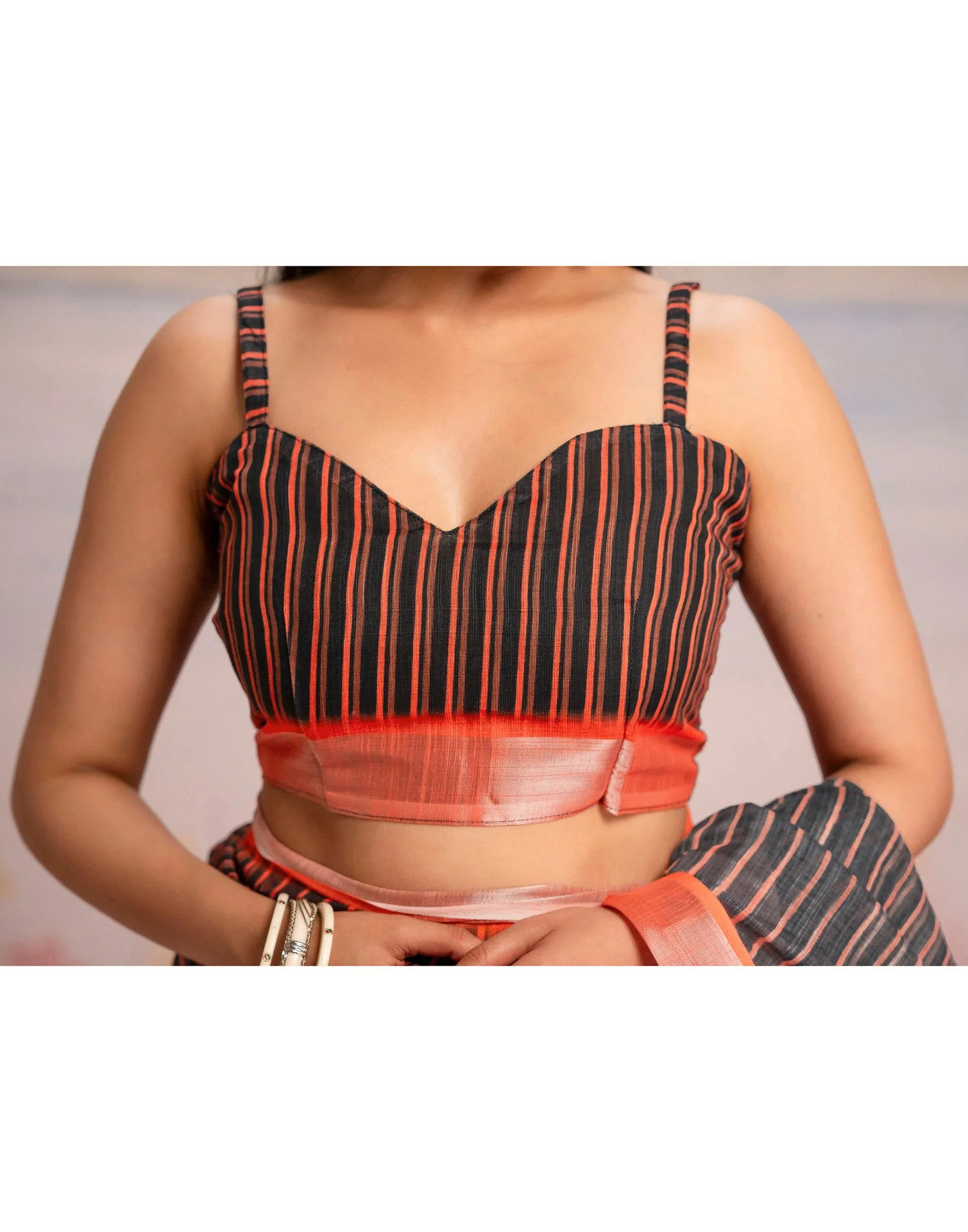 Ready To Wear Black Silk Printed Saree - Image 13