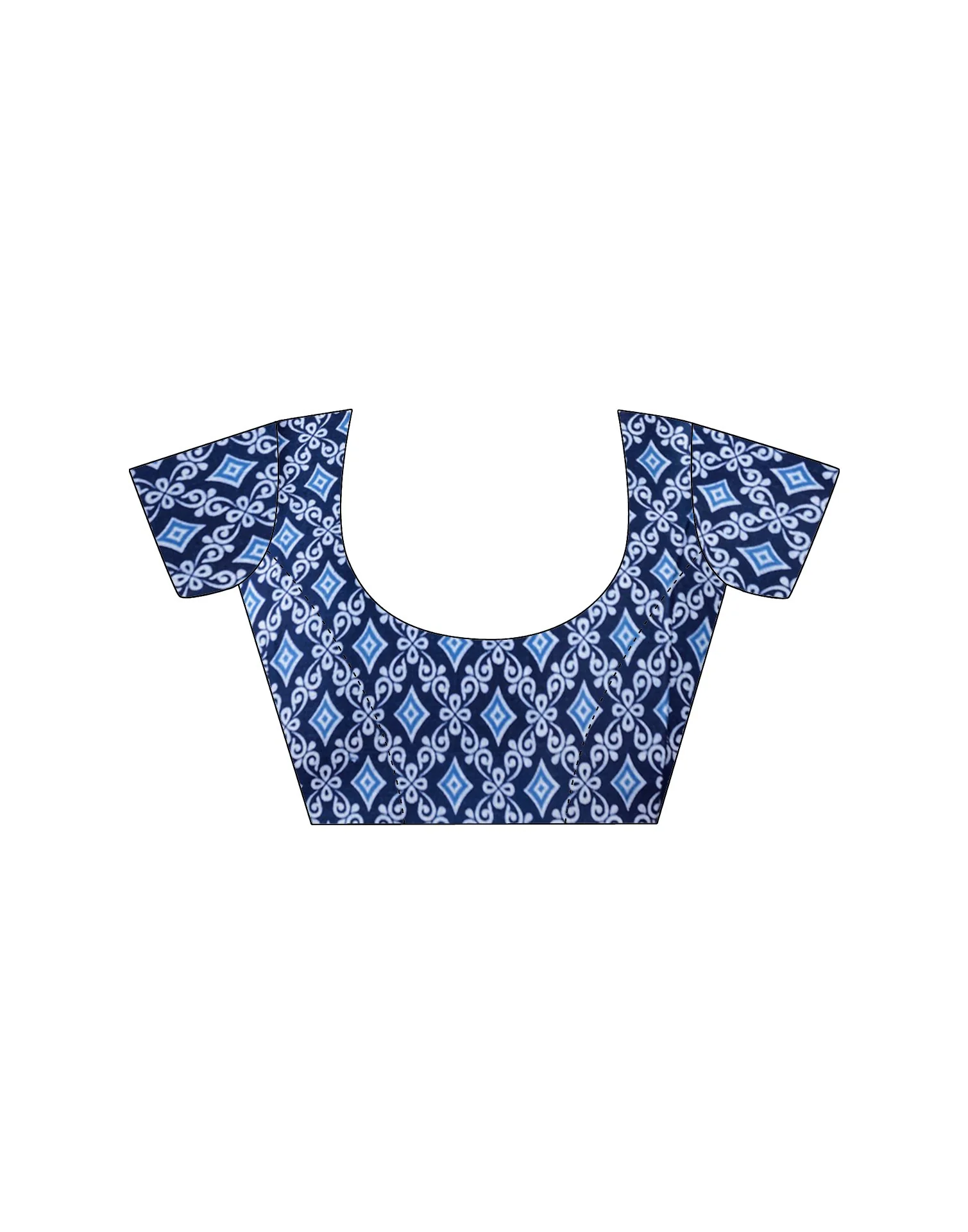 Ready To Wear Blue Cotton Printed Saree With Pocket - Image 13