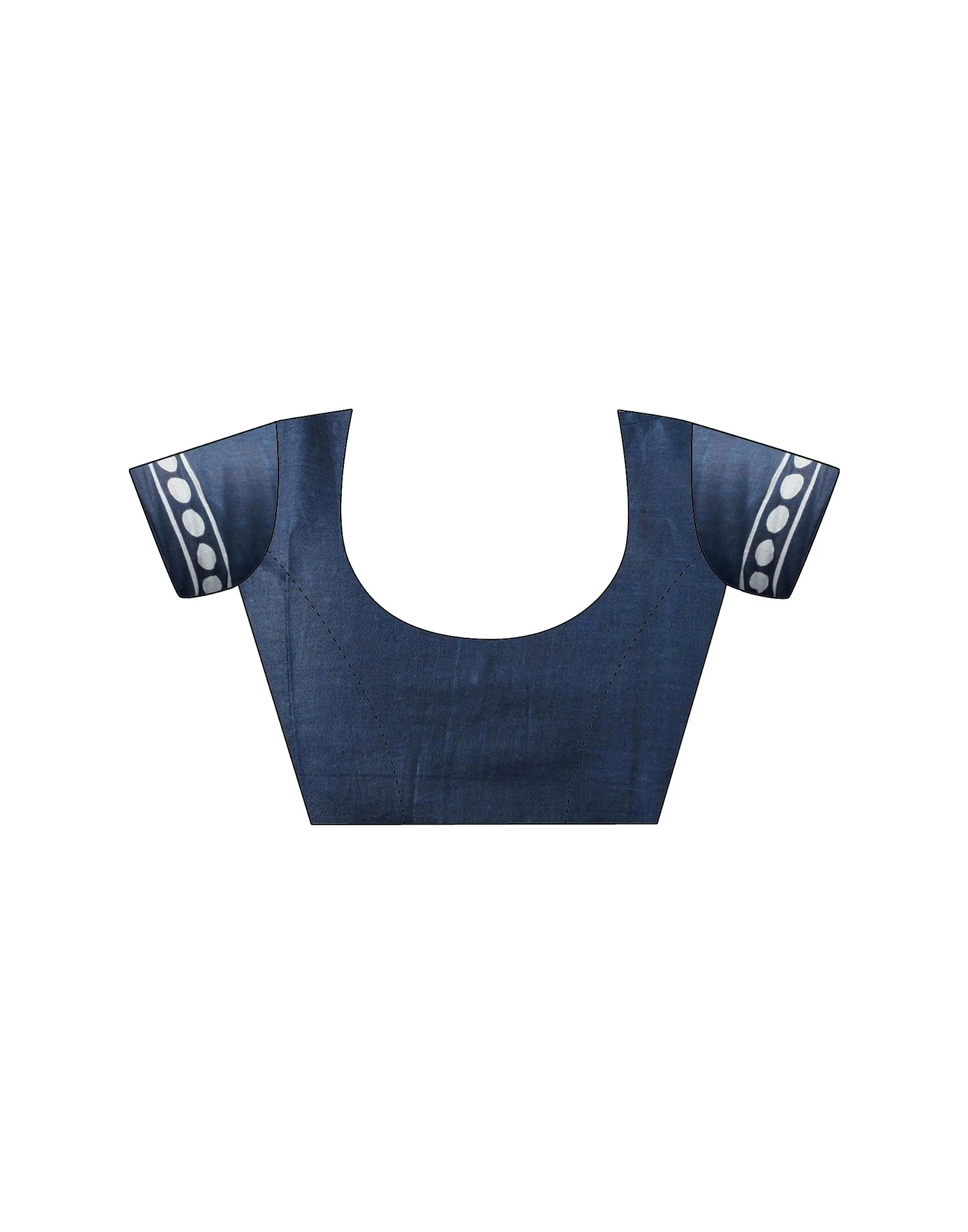 Ready To Wear Blue Cotton Printed Saree With Pocket - Image 13