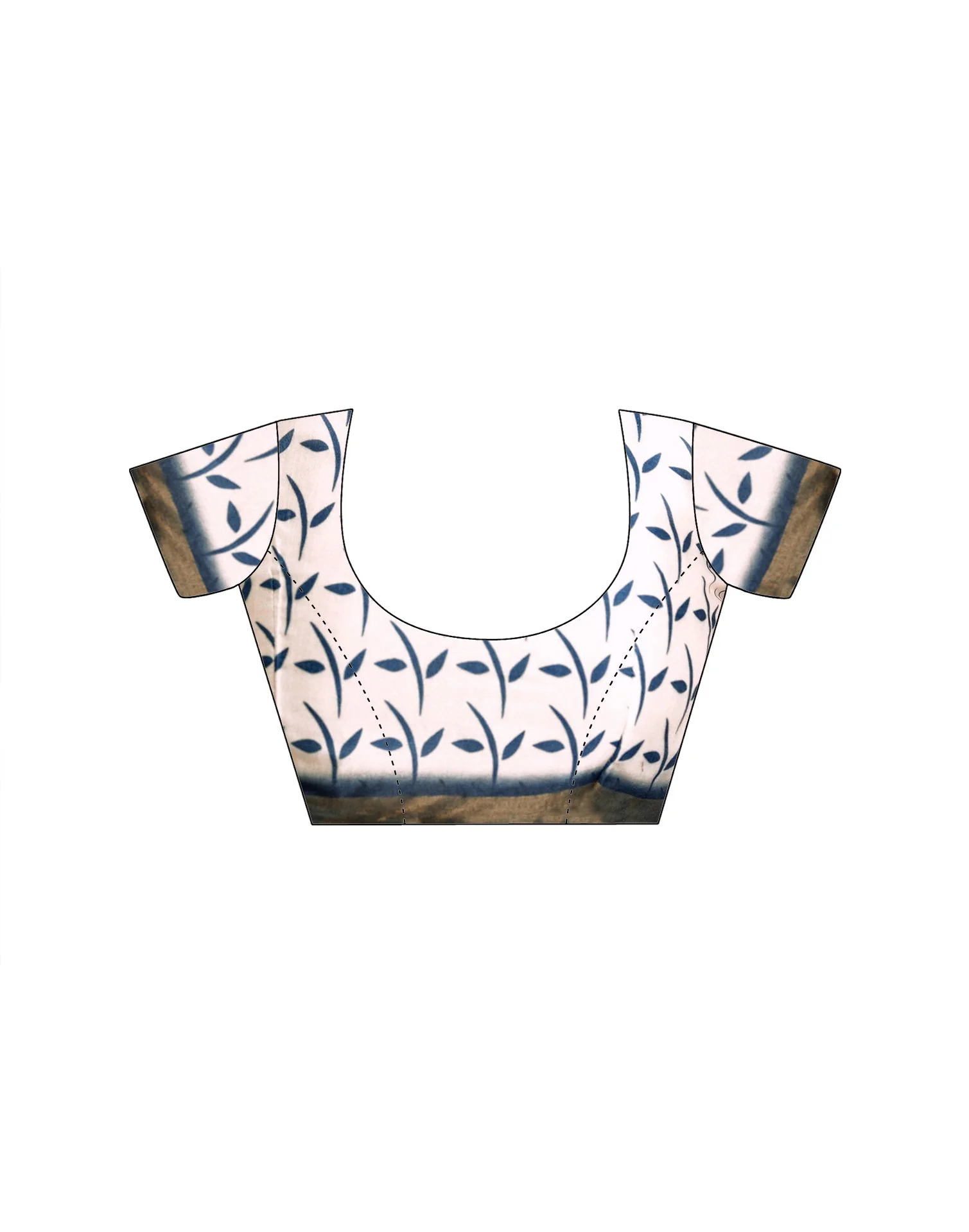 Ready To Wear Blue Silk Floral Printed Saree - Image 14